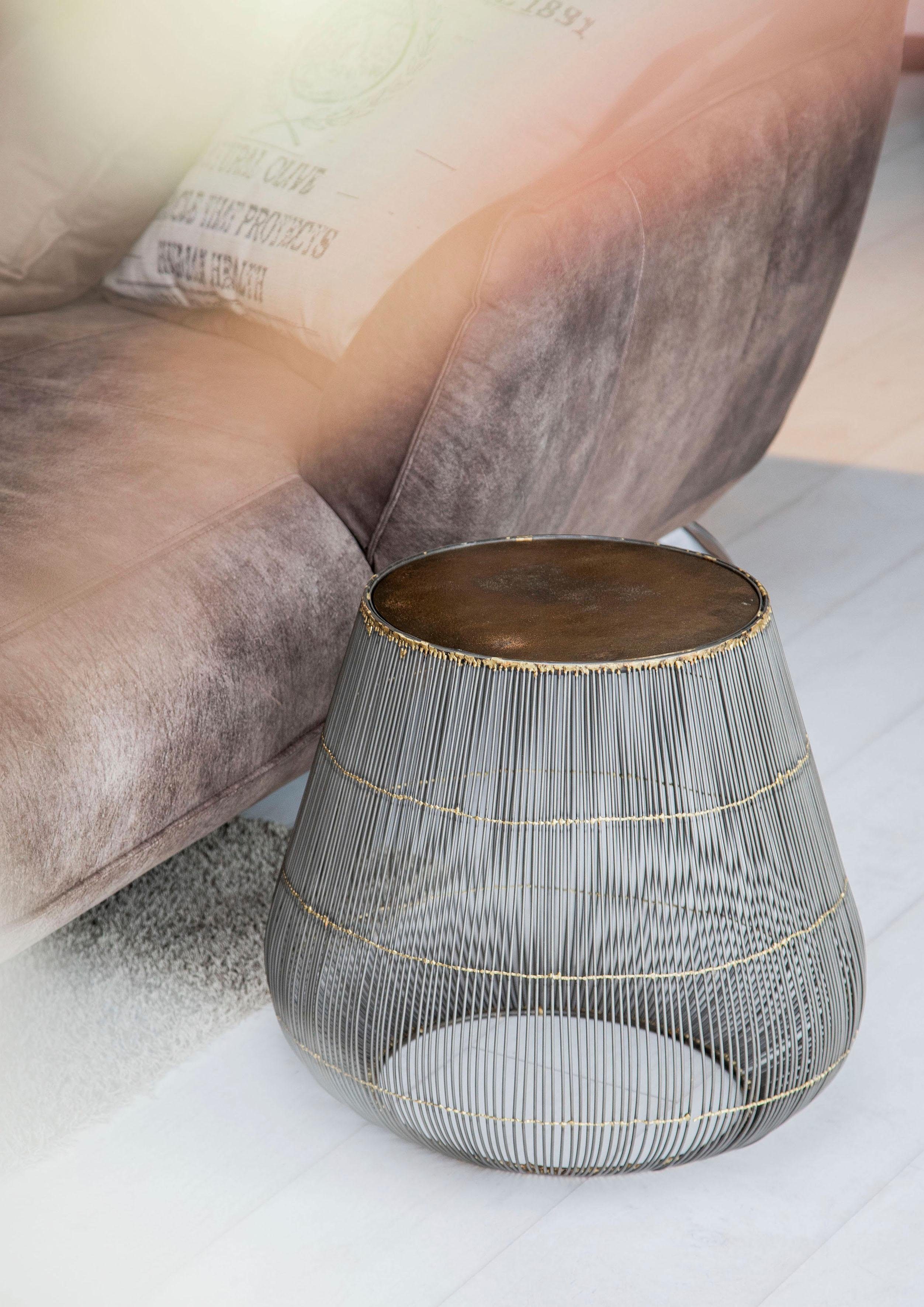 Gutmann Factory Couchtisch "Coffee, Bestelltisch, rund Ø 47 cm" Couchtisch, Wohnzimmertisch mit fein gearbeiteten goldfarbenen Details
