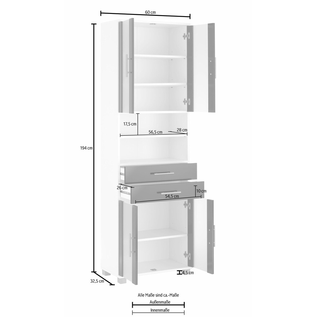 Schildmeyer Hochschrank »Cantara«, mit Glastüren