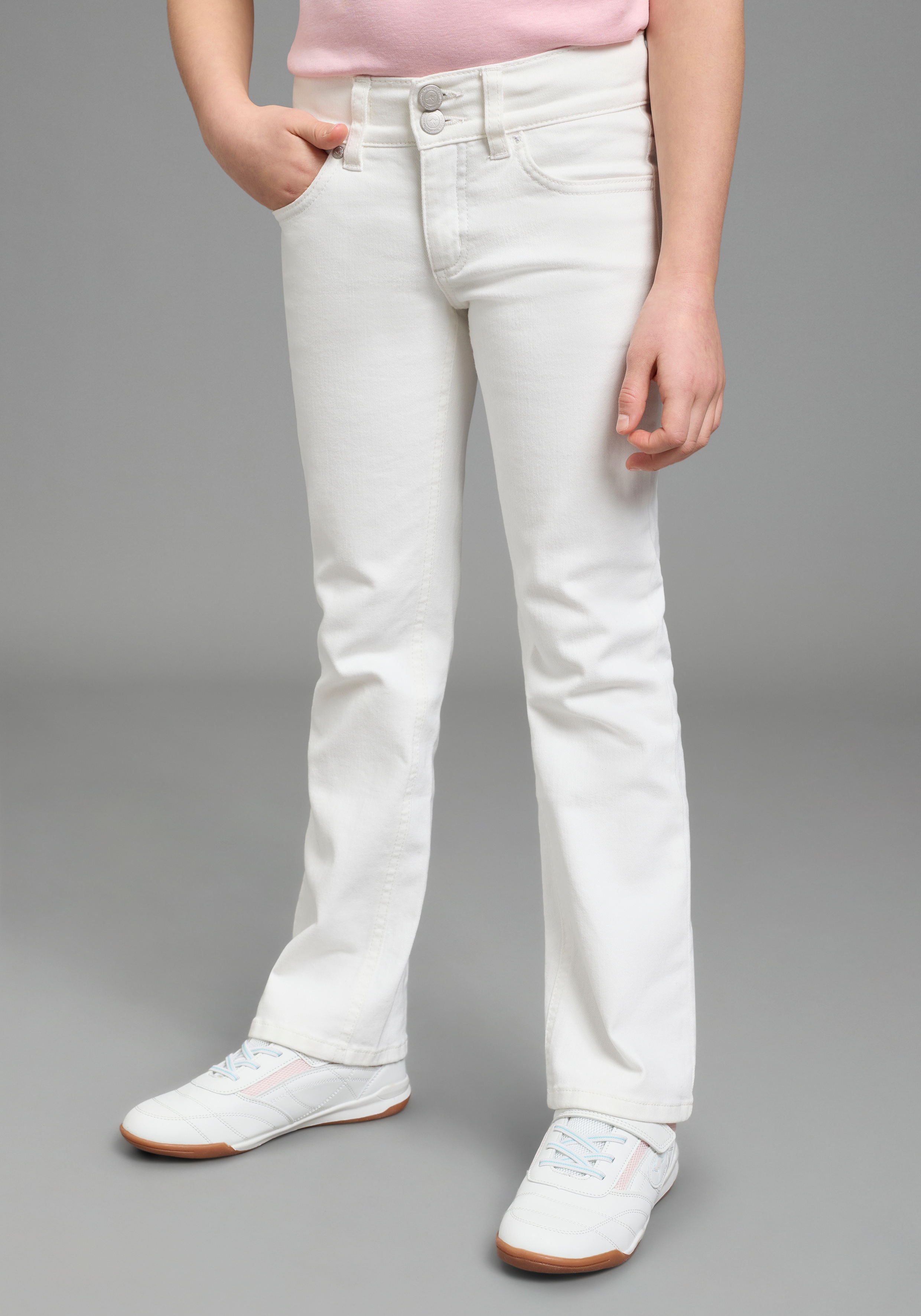 KangaROOS Stretch-Jeans "Kangaroos Jeans flared, leicht ausgestellt" ausgestelltes Bein, für Mädchen, aus elastischem Twill-Material