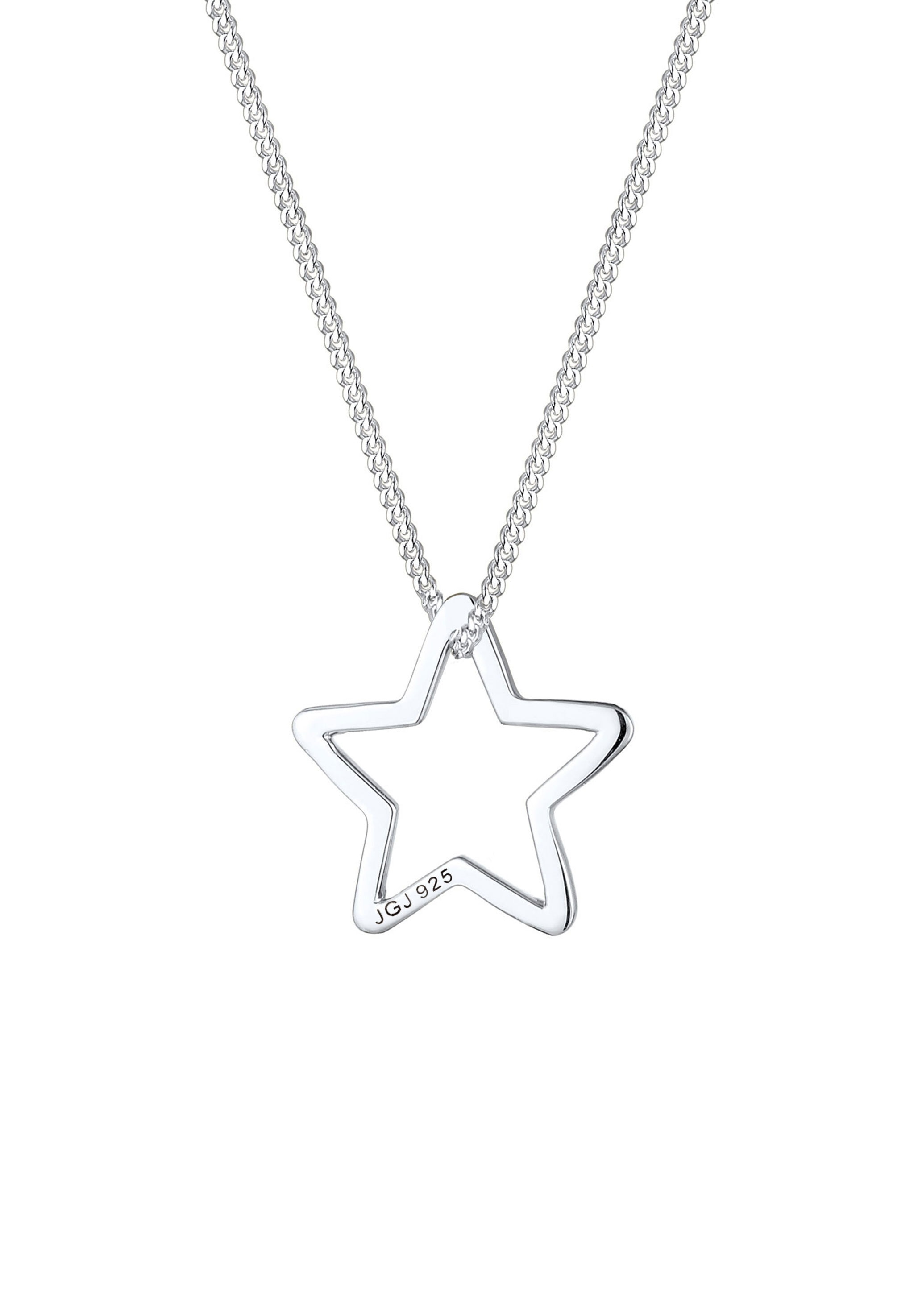 Kette mit Anhänger ELLI "Anhänger Stern 925 Sterling Silber" Gr. 45, silber, Halsketten, Damen, 45, ohne Stein, Silber 925 (Sterlingsilber), L: 45 3