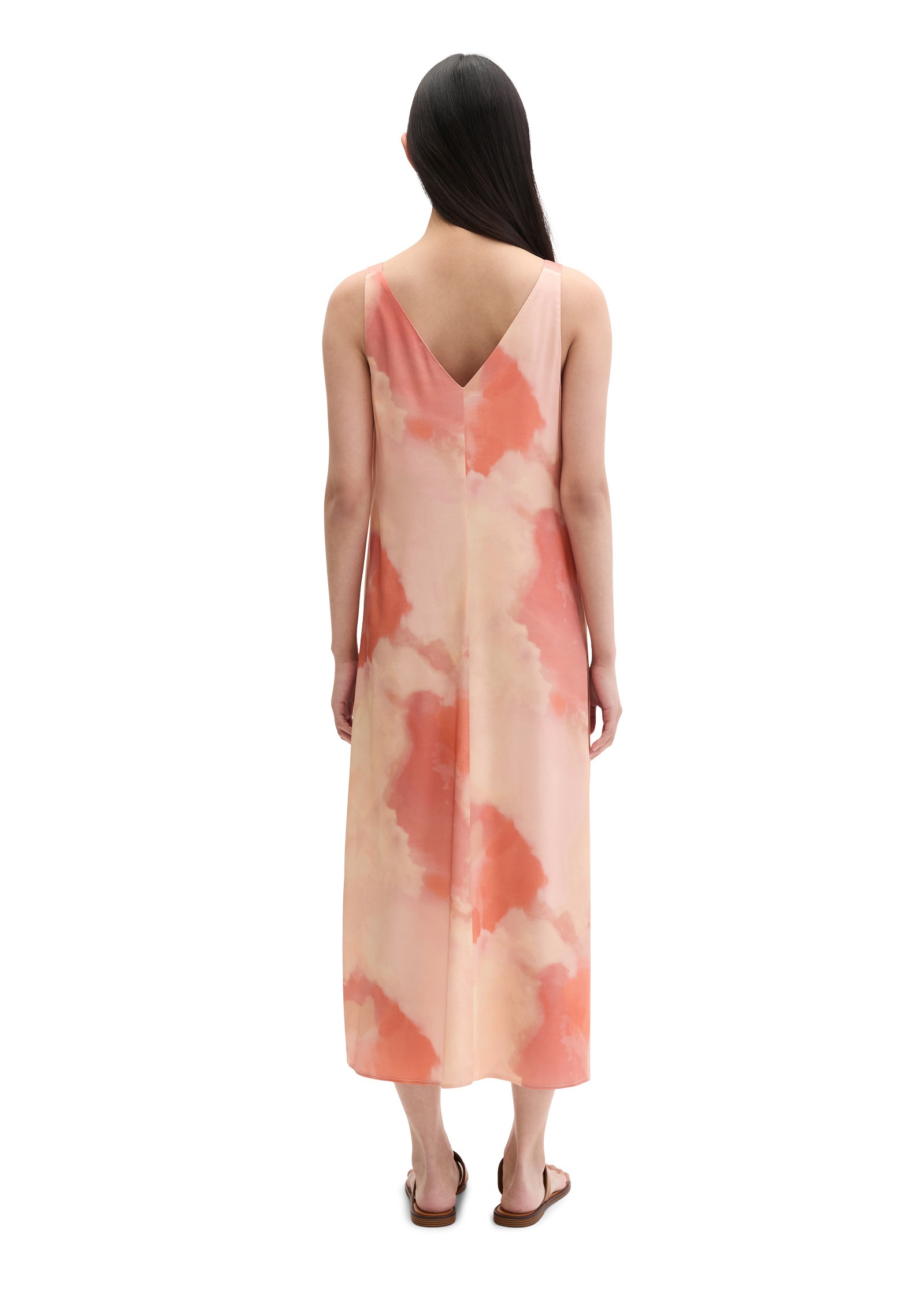 Druckkleid MARC O'POLO "aus hochwertigem Viskose-Mix", Damen, Gr. 46, Normalgrößen, light pink, Obermaterial: 96% Viskose, 4% Elasthan, bedruckt, regular fit wadenlang, V-Ausschnitt, Kleider Druckkleid 2