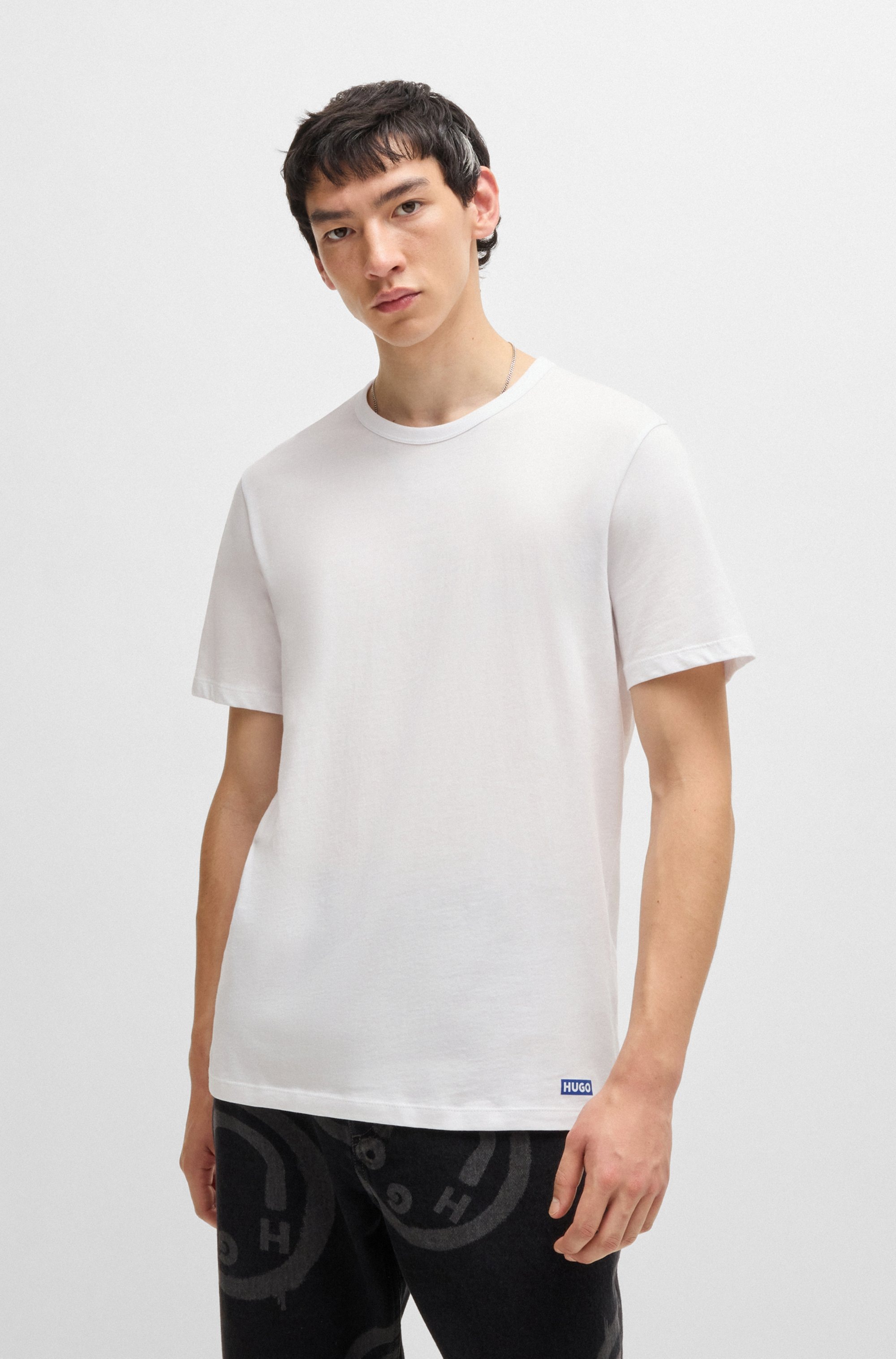 HUGO Blue T-Shirt »BLUE3_Naolo«, (Packung, 2 tlg.), mit kleinem Label am Saum