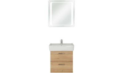 Badmöbel-Set »Quickset 919 2-teilig, Keramik-Waschtisch mit LED-Spiegel, 70 cm breit«,...