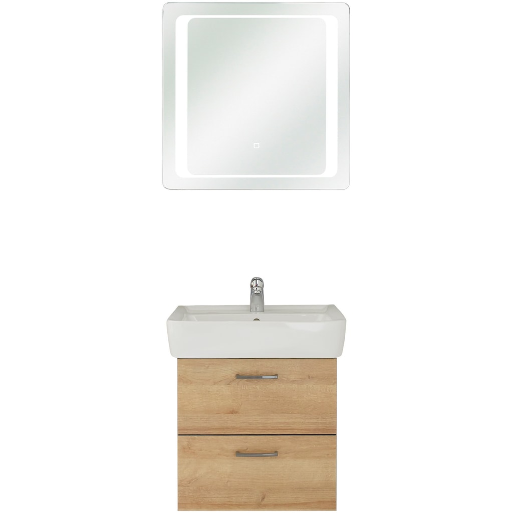 Saphir Badmöbel-Set »Quickset 919 2-teilig, Keramik-Waschtisch mit LED-Spiegel, 70 cm breit«, (2 St.)