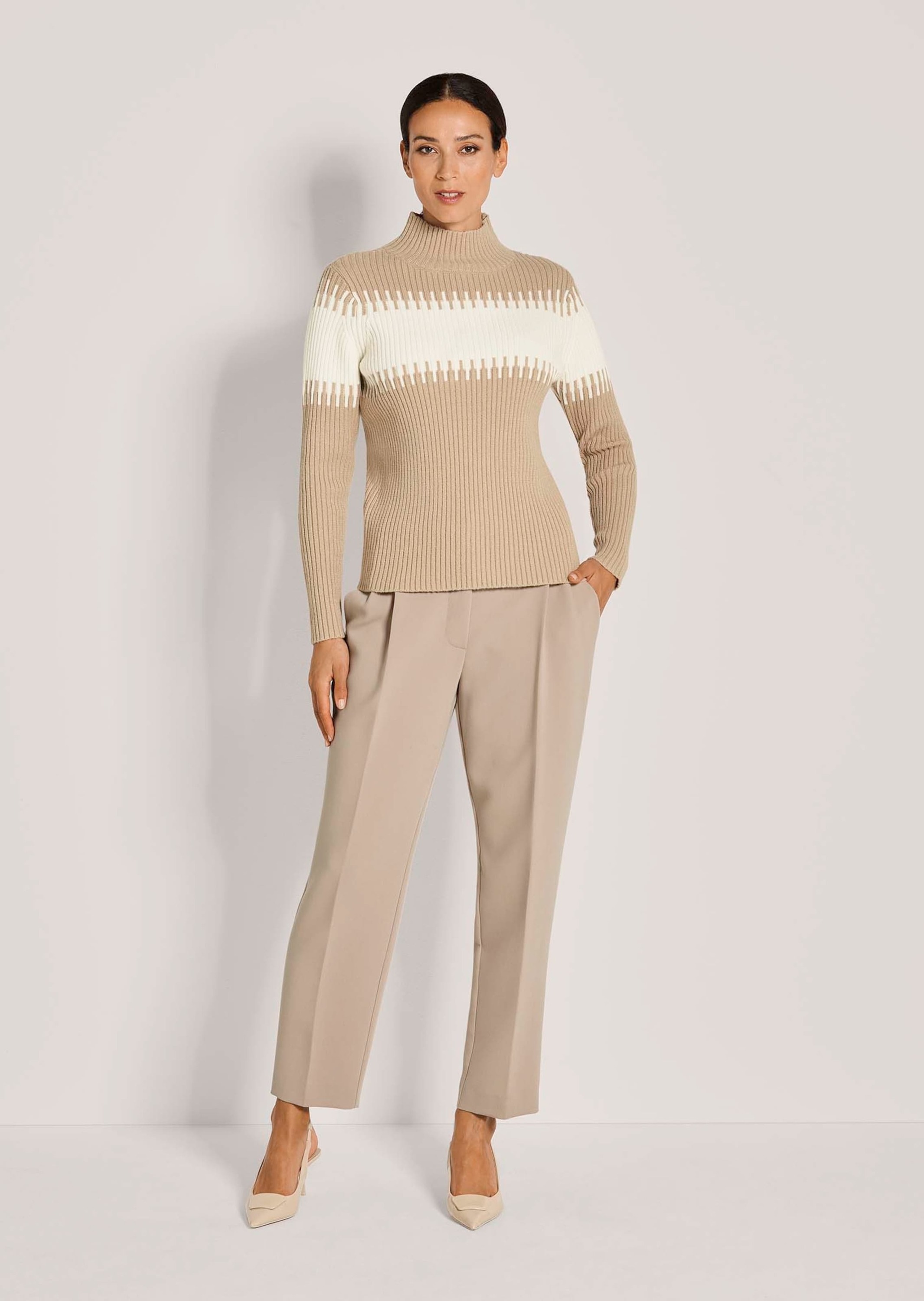 MADELEINE Longpullover »Strickpullover Stilvoller Winterpullover mit Blockstreifen« Weicher Garnmix mit Wolle
