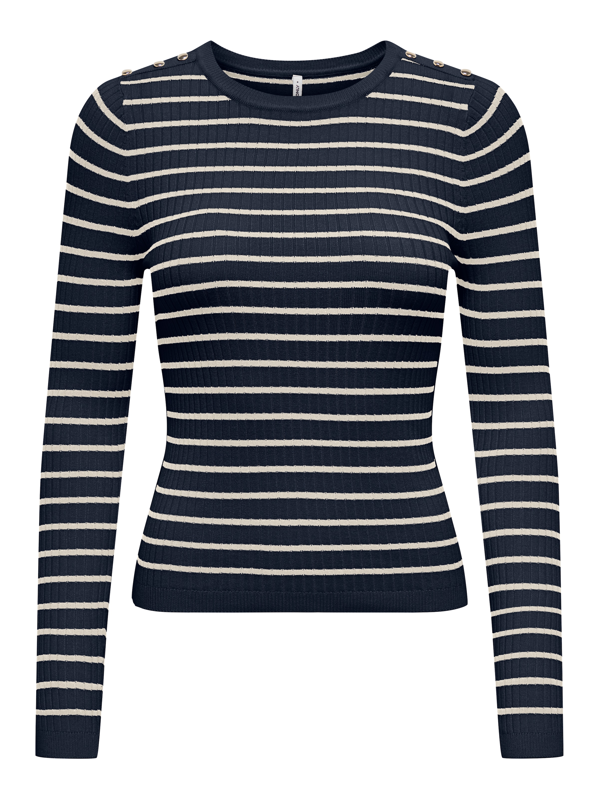ONLY Strickpullover »ONLMILA LS STRIPE BUTTON O-NECK CC KNT«