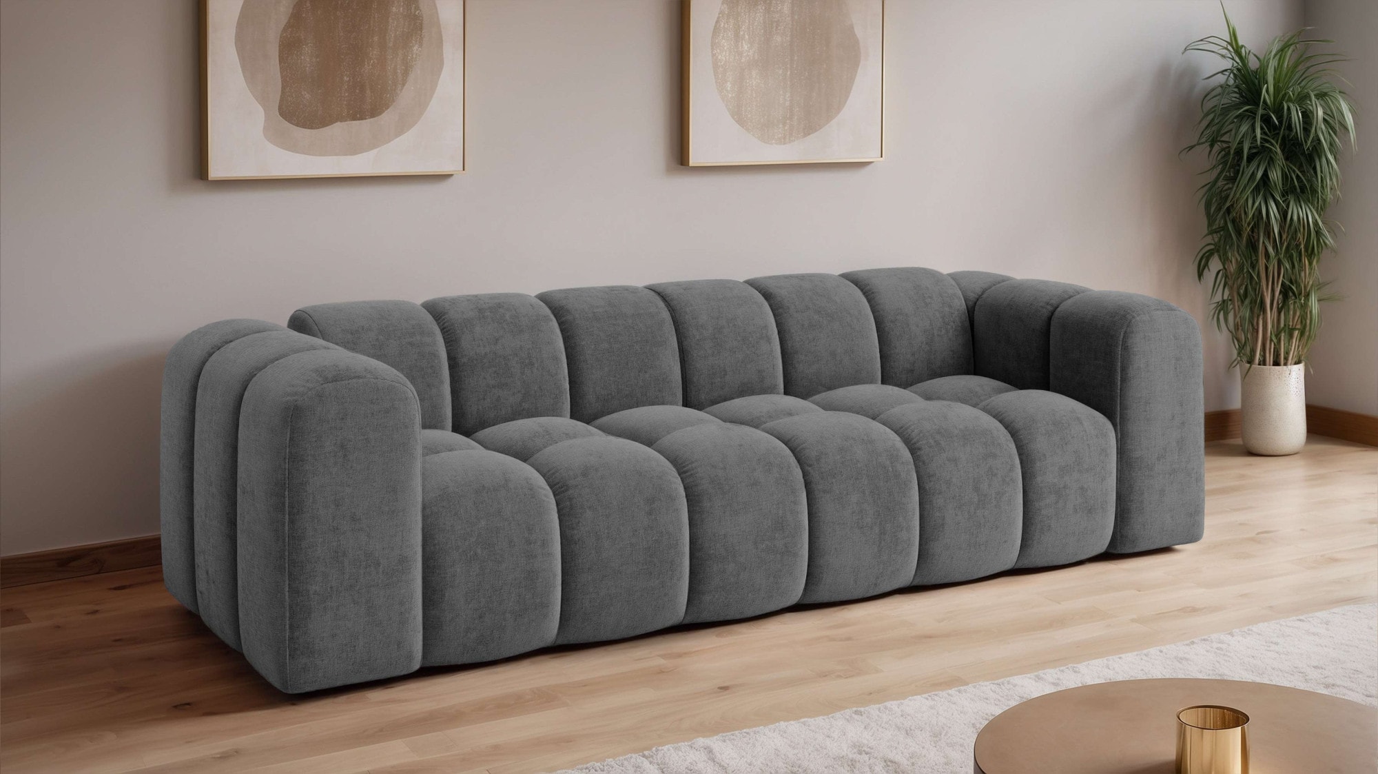 OTTO home Big-Sofa "KALLIE Design-Sofa mit Steppung, Bubble-Optik, Breite 248 cm" moderne Steppung, hoher Sitzkomfort und modernes Design