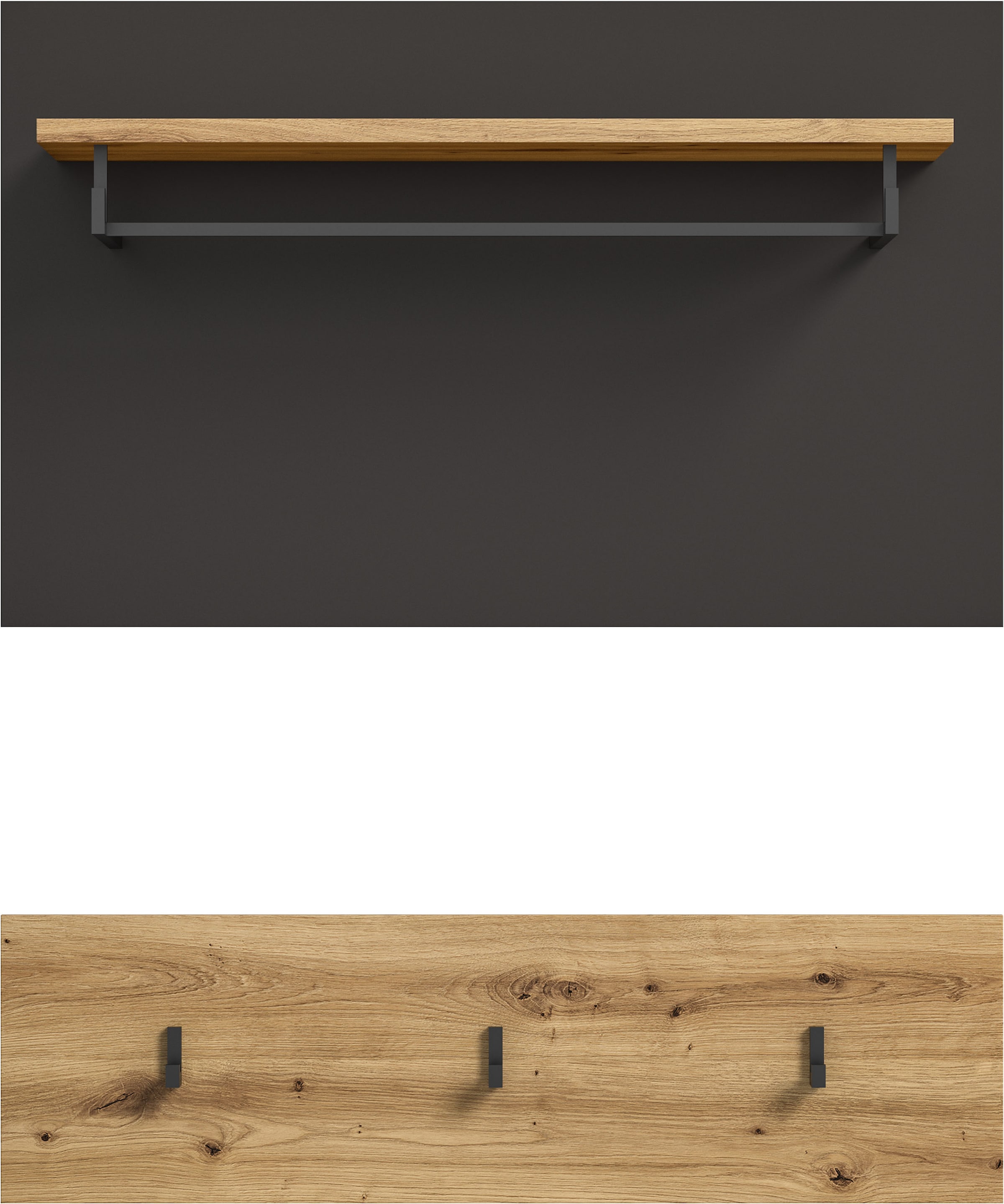 INOSIGN Garderobenpaneel »Rehat, Breite 80cm, 2 tlg., 3 Haken, mit Hutablage«, Wandgarderobe, Paneel