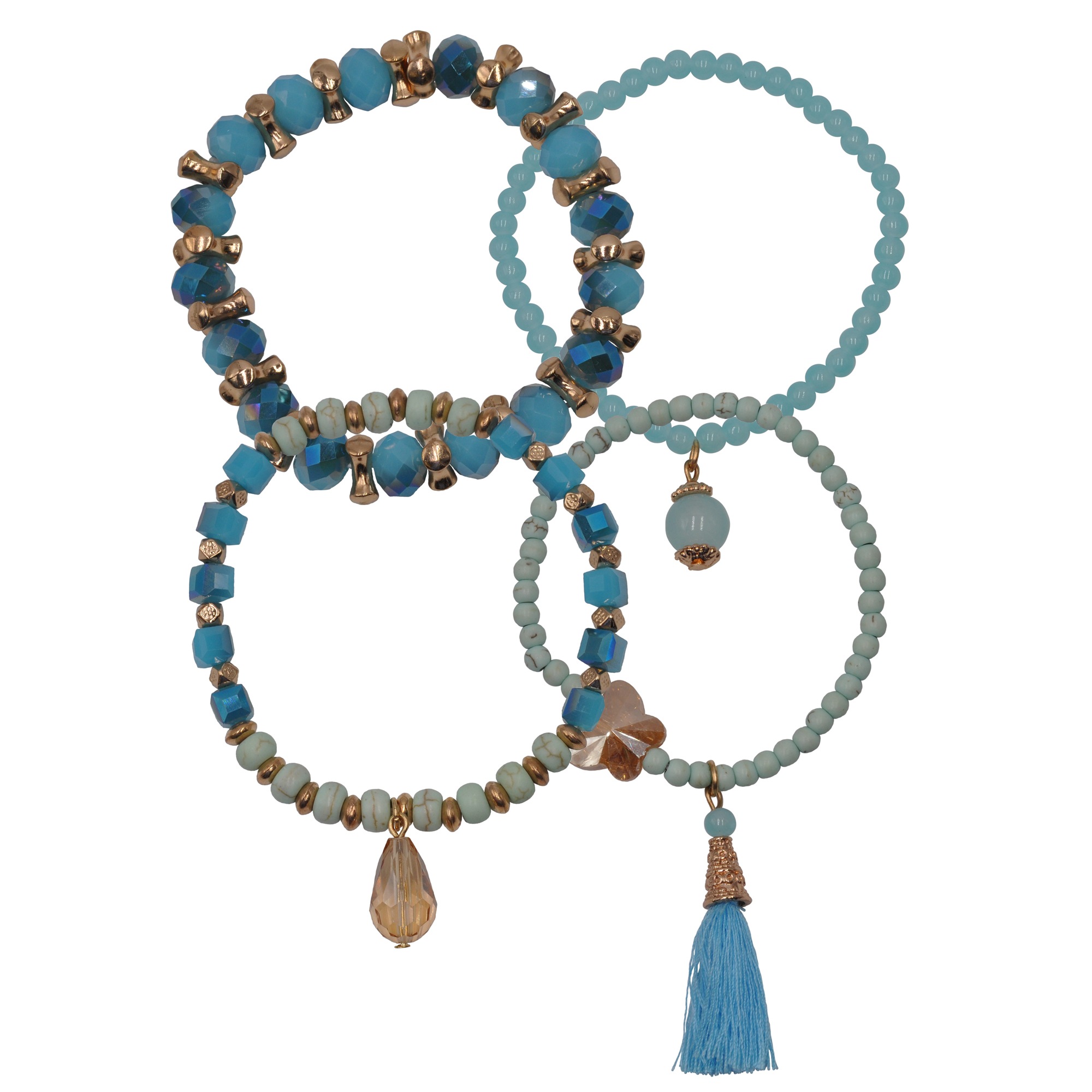 Steuer Armband »Metall vergoldet Glasstein türkis«