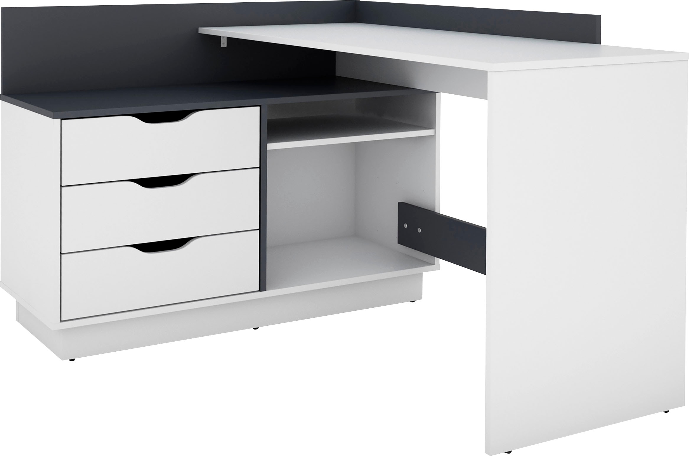 OTTO home Eckschreibtisch "Bexley" mit viel Stauraum, Breite 129 cm, rechts oder links montierbar