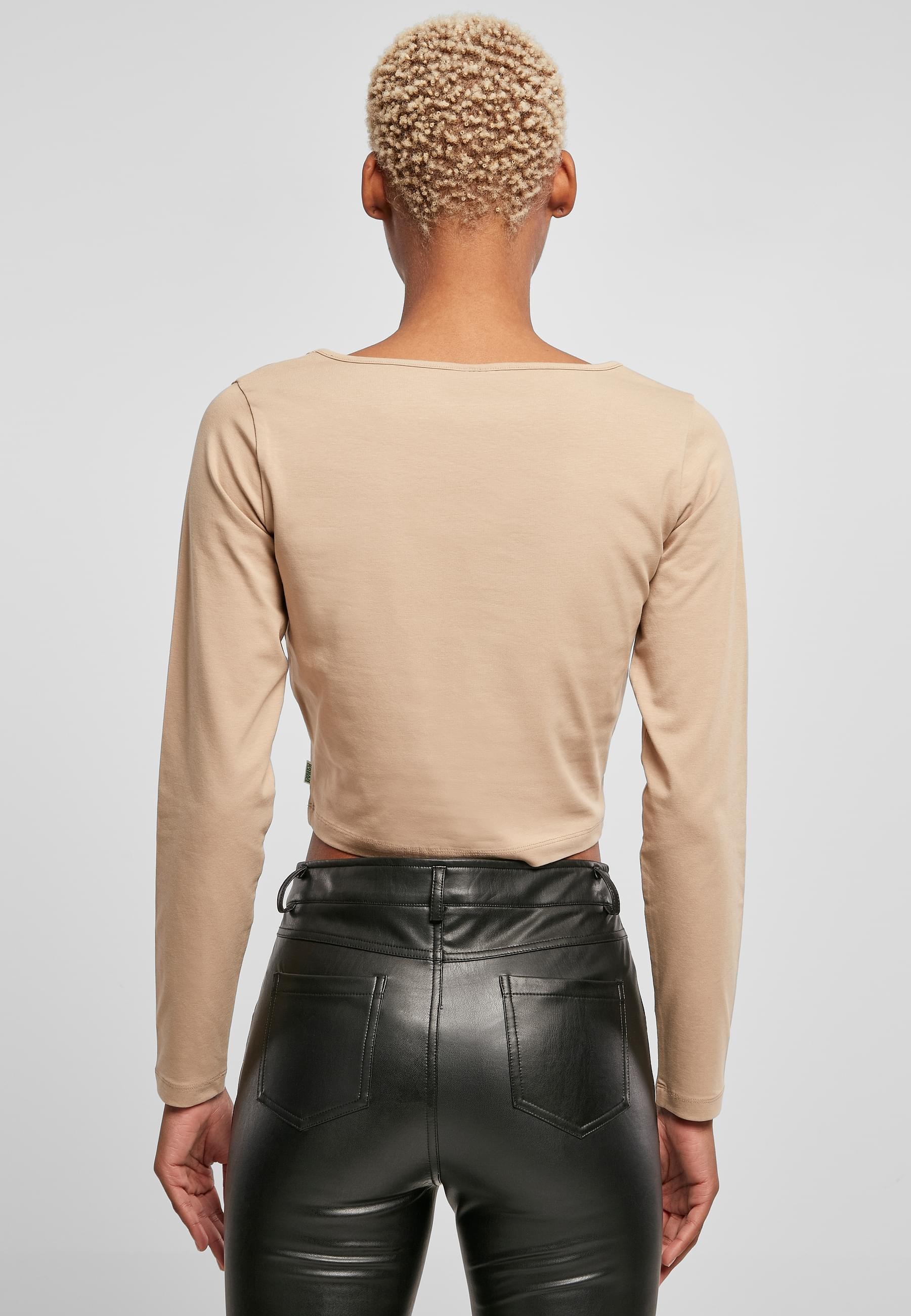 URBAN CLASSICS Longsleeve »Urban Classics Damen Ladies Organic Wide Neck Cropped Longsleeve«, (1 tlg.)