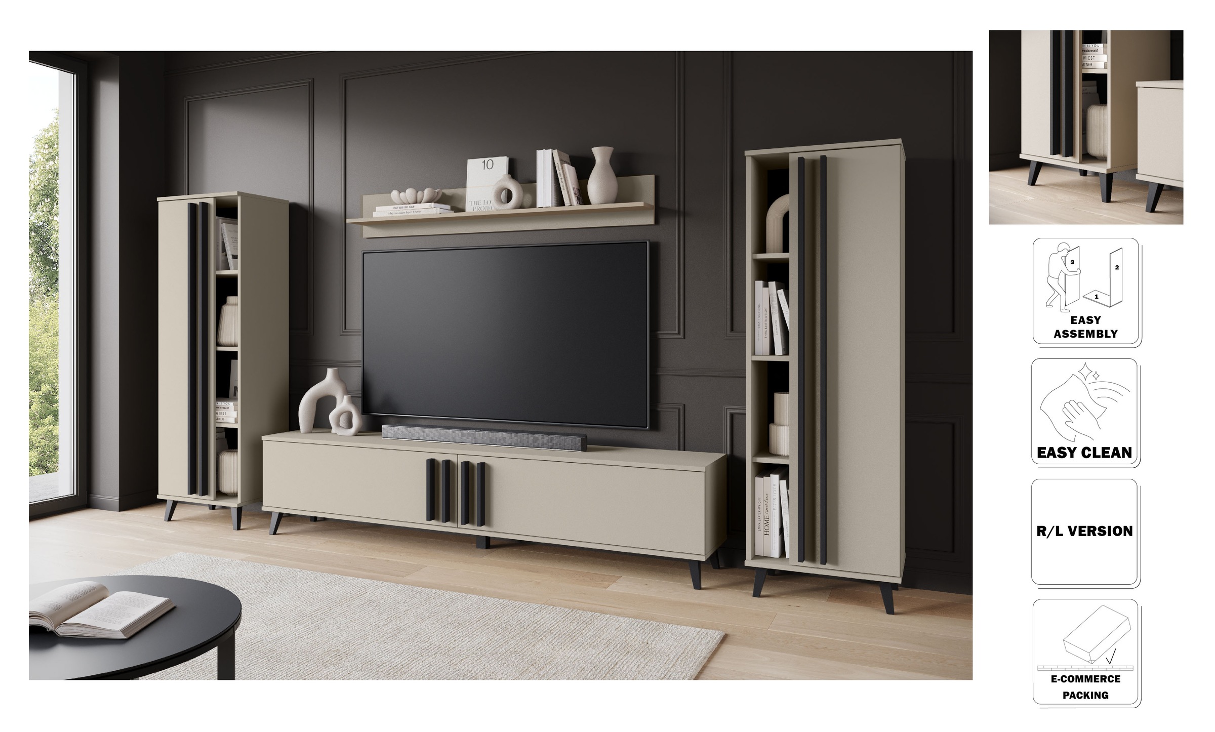 Thumbnail - Home affaire Wohnwand "Helsinki, Modernes Möbelset" Komplett-Set, 4 Stk. tlg.