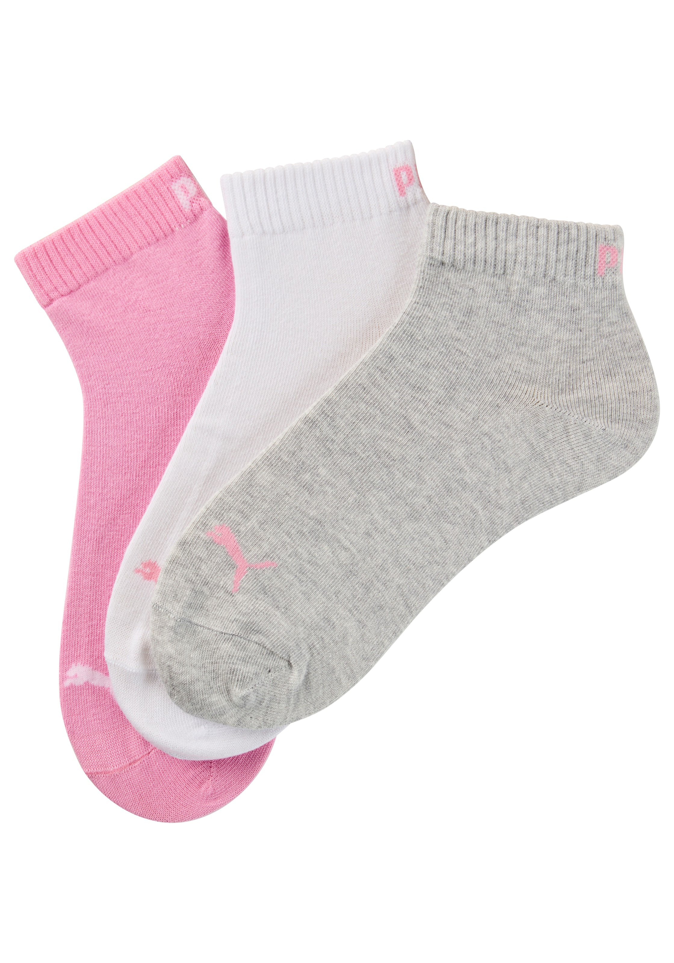 PUMA Kurzsocken, (3 Paar), Atmungsaktiv, Rippenbündchen, weiche Baumwollmischung