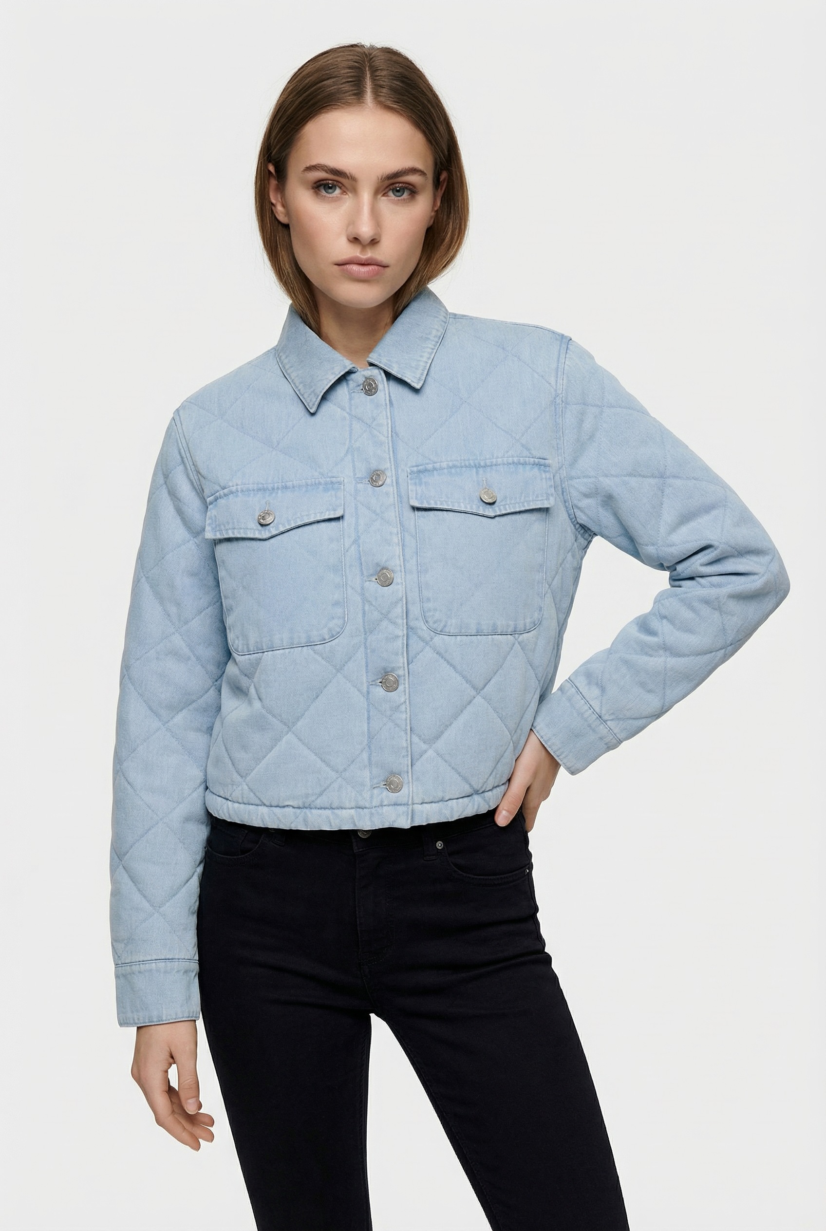 ONLY Kurzjacke "ONLMIST WASHED QUILT JACKET CC OTW" im Denim Look mit geste günstig online kaufen