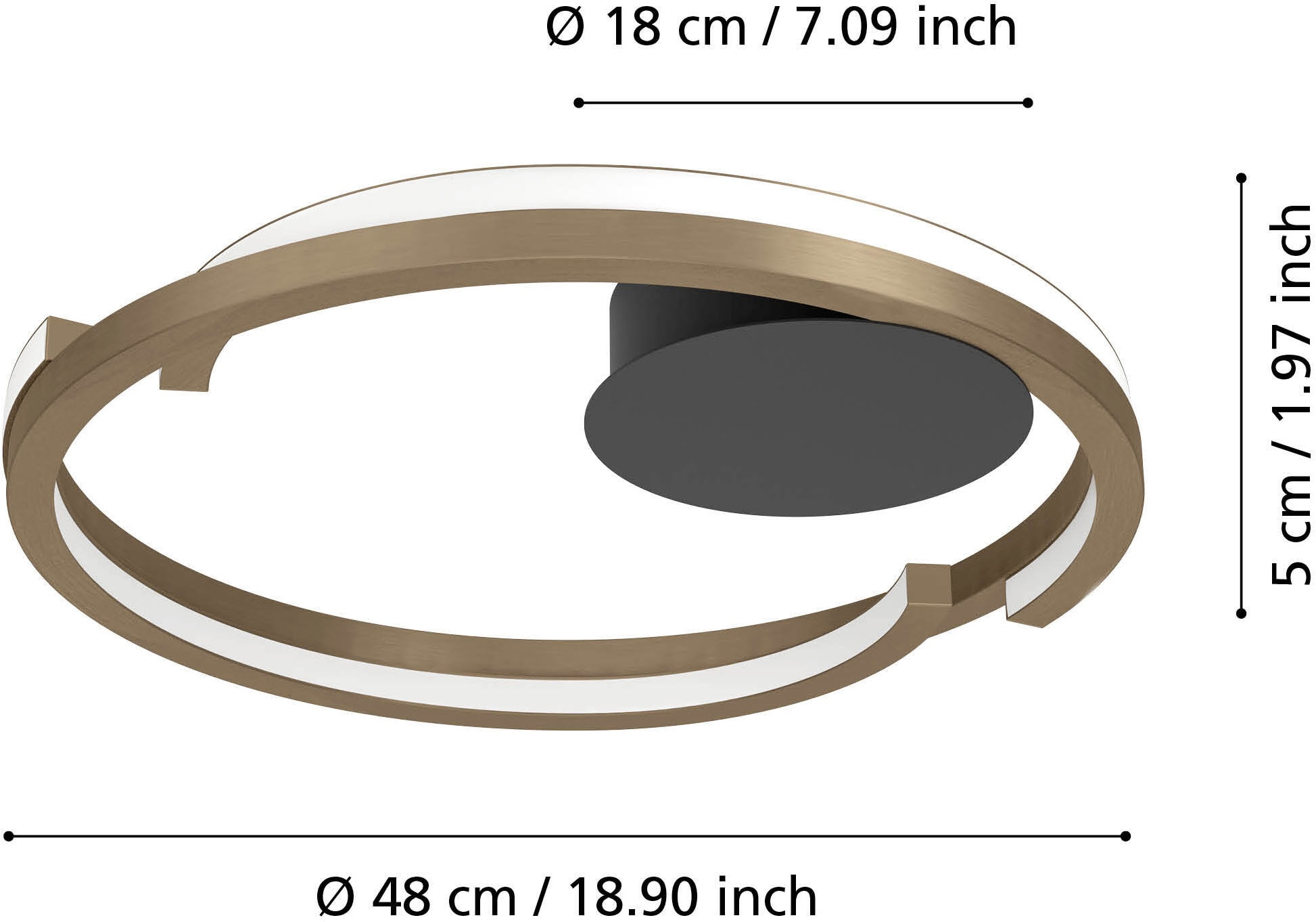 EGLO LED Deckenleuchte »MEZZOMONTE Deckenlampe - Alu, Stahl - LED;LED - 1X20W;1X20W - IP20« LED-Modul 1 Stk. Kaltweiß | Neutralweiß | Warmweiß Wohzimmerlampe, Esszimmerlampe, Flur, Schlafzimmer, H5 x Ø48 cm