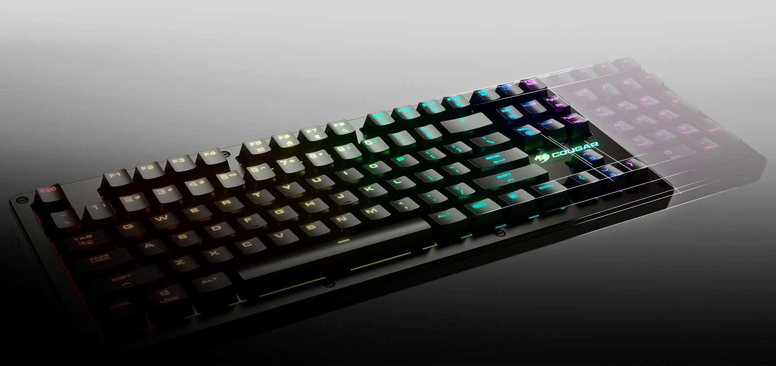 Cougar Gaming-Tastatur »Puri TKL RGB«, (Schutzhülle-Multimedia-Tasten-Funktionstasten-USB-Anschluss)