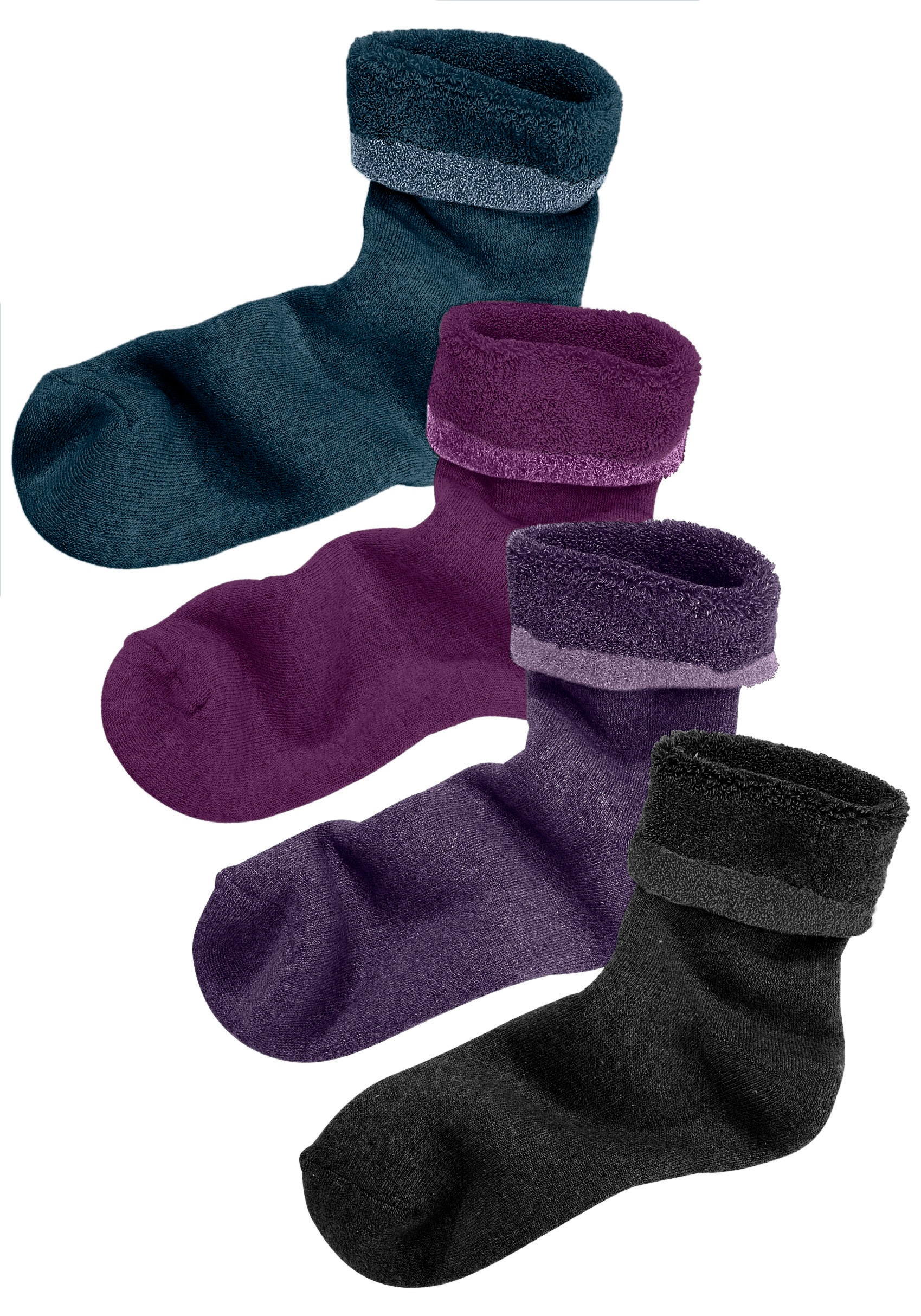 Lavana Kuschelsocken Packung, 4 Paar tlg. mit Innenfrottee günstig online kaufen