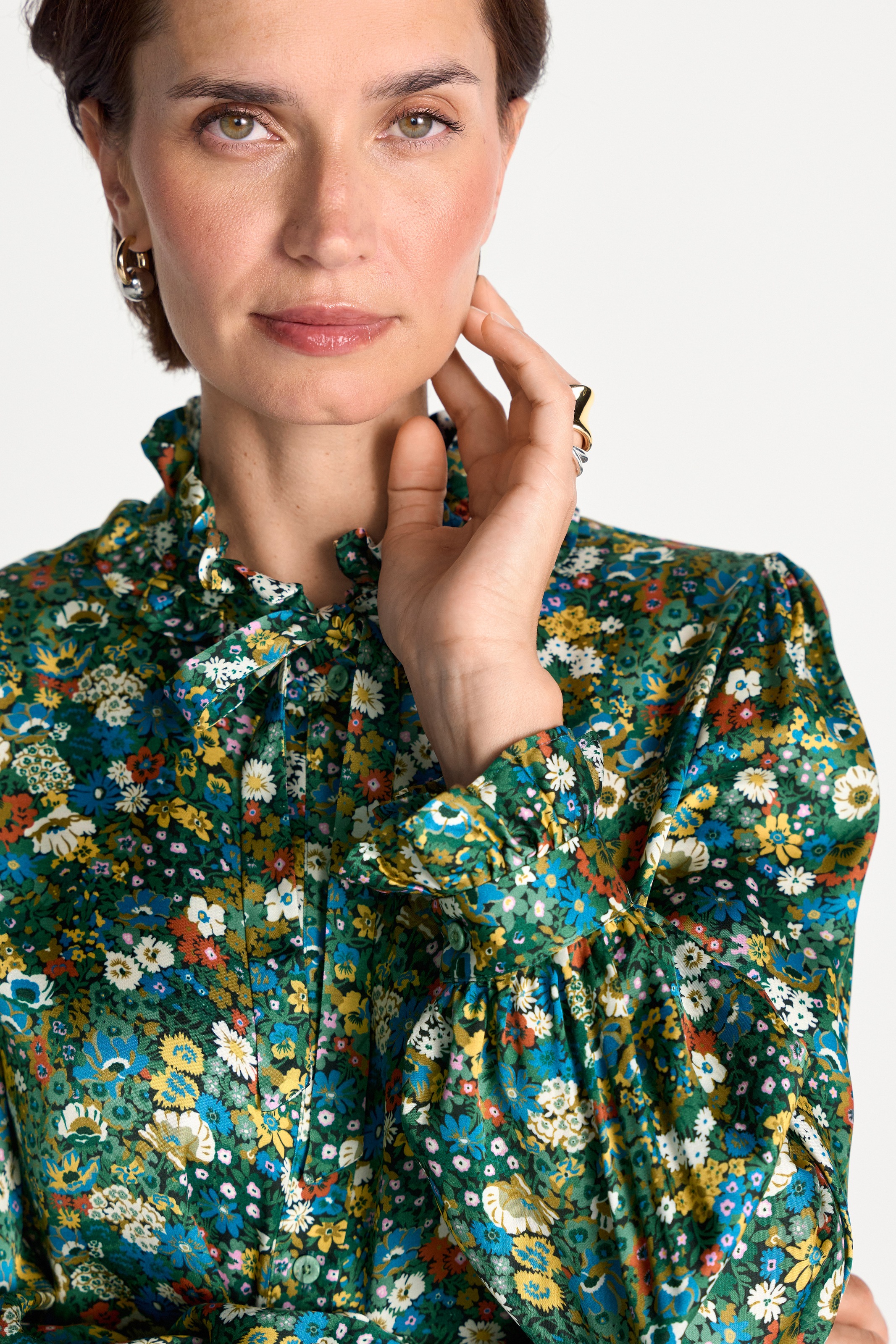 RICHROYAL Langarmbluse mit floralem Print, mit Rüschendetails