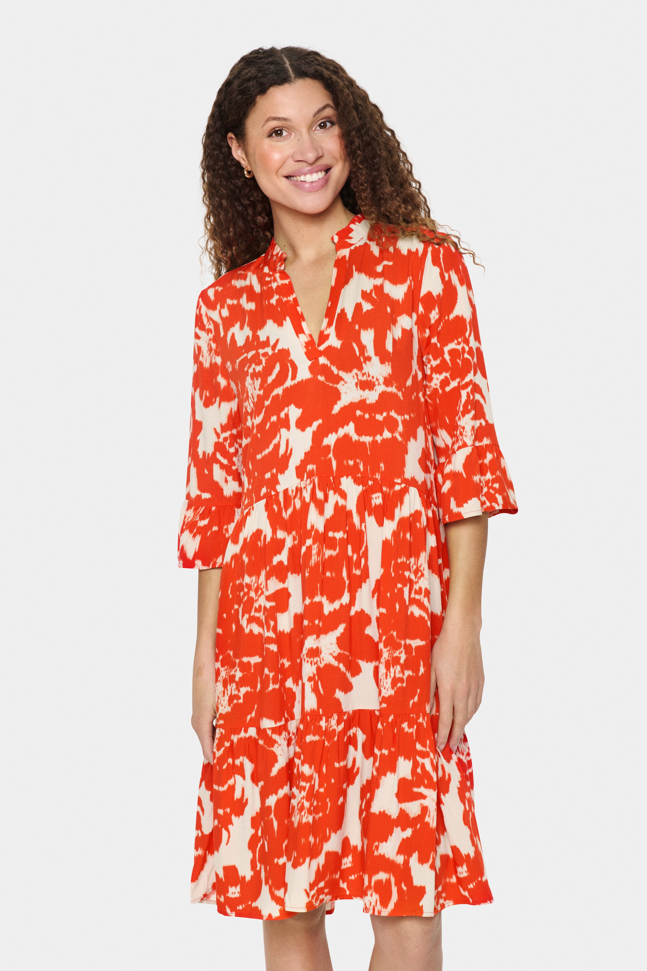 Saint Tropez Blusenkleid "EdaSZ Dress", mit Volant und 3/4 Ärmel günstig online kaufen