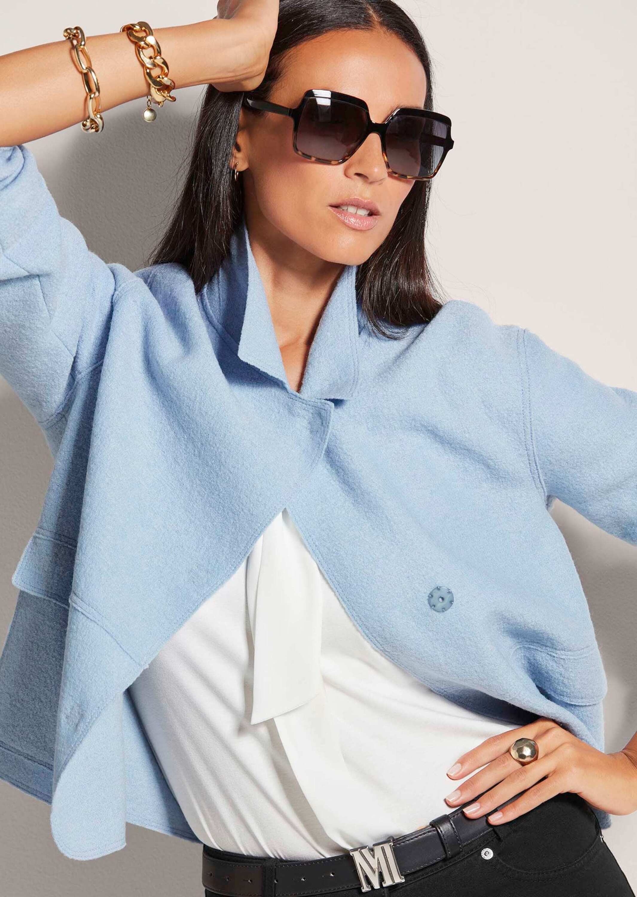 MADELEINE Kurzblazer »Kurzblazer Wollblazer mit Klappkragen und Pattentaschen«