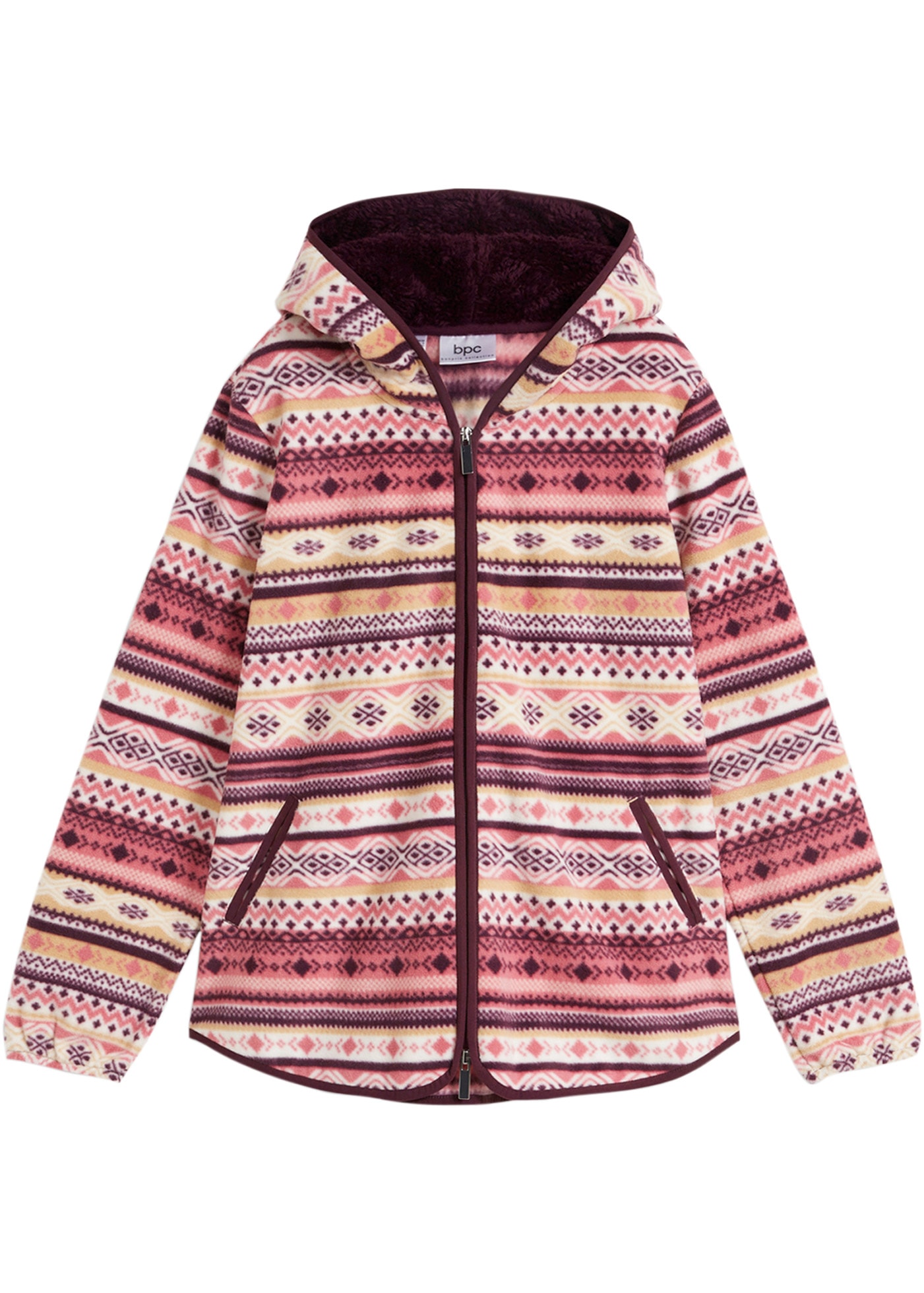 bonprix Fleecejacke »Kapuzen-Fleecejacke mit Norweger-Muster« mit Kapuze Winterjacke als Kapuzen-Fleecejacke mit Norweger-Muster