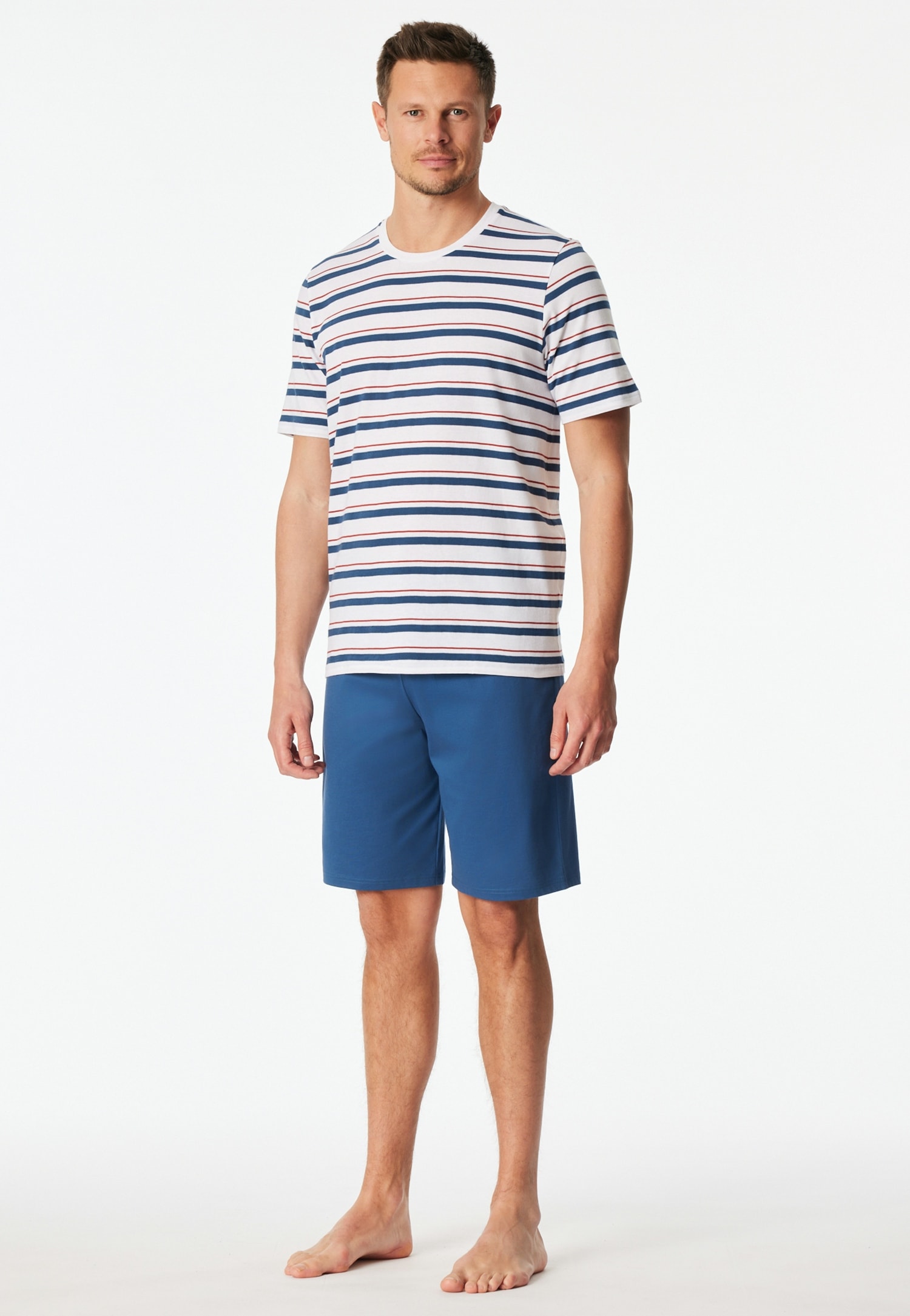 Schiesser Shorty "Casual Nightwear" 2 mit gestreiftem Oberteil, Rundhalsaus günstig online kaufen