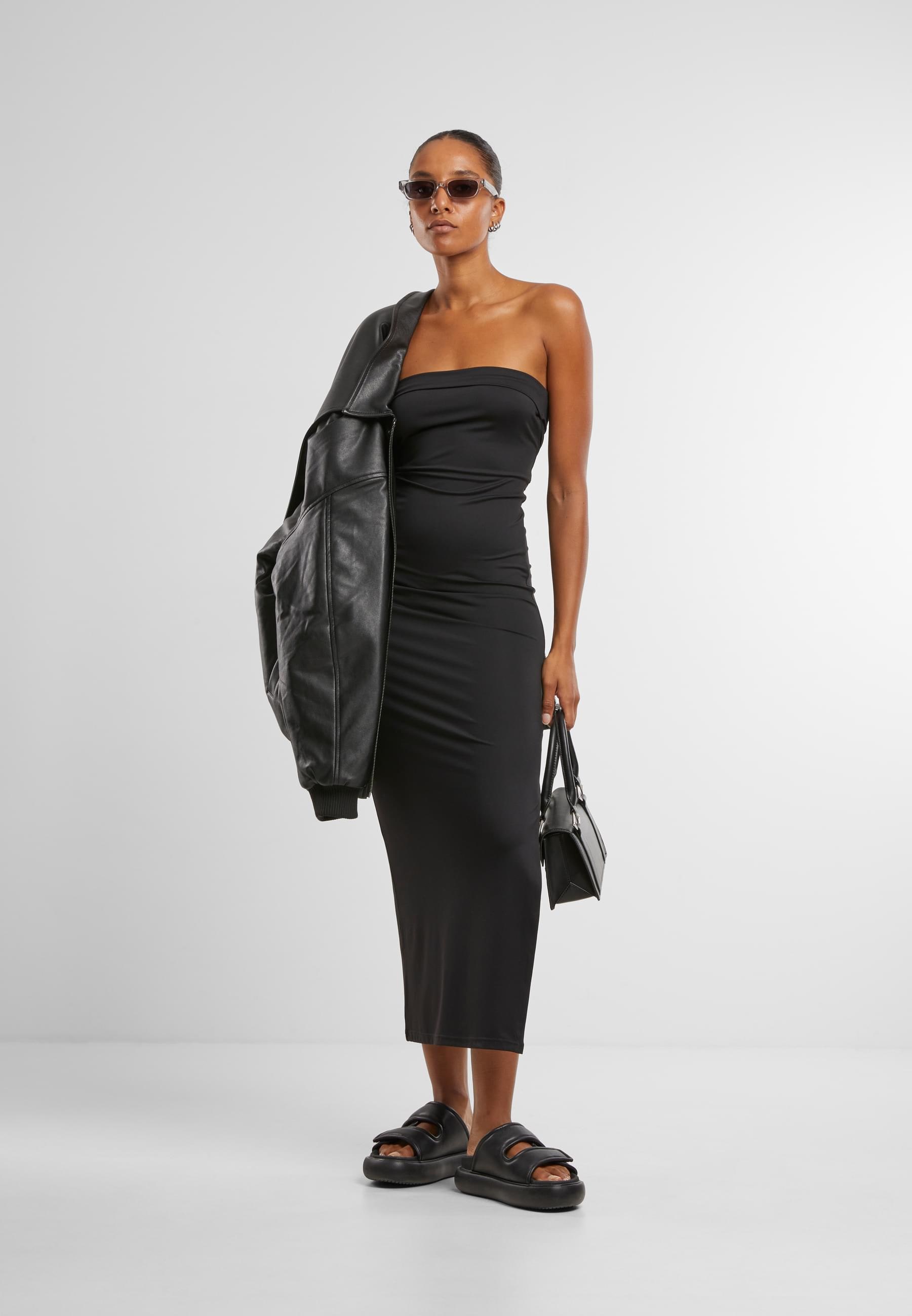 URBAN CLASSICS Shirtkleid »Urban Classics Ladies Bandeau Midi Dress«, (1 tlg.)