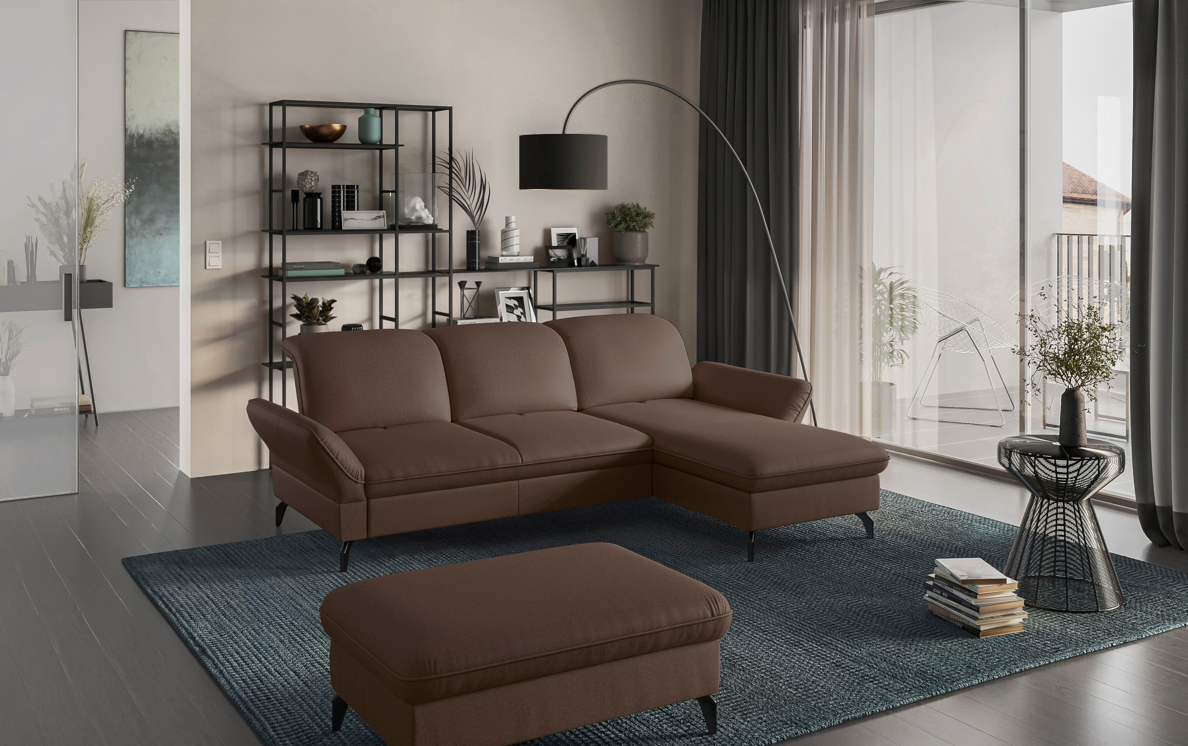 sit&more Ecksofa »Leandro L-Form«, Wahlweise mit Bett-, Kopfteil - und Armlehnfunktion, sowie Bettkasten