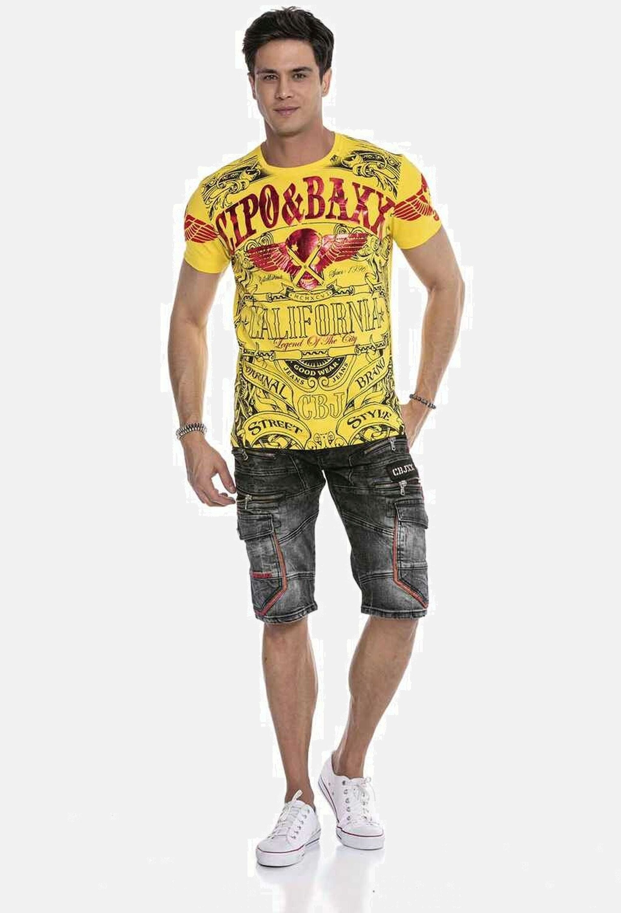 Cipo & Baxx Jogg-Jeansbermudas »Cipo & Baxx Bermuda & Short« mit Reißverschluss-Verzierungen, CK224