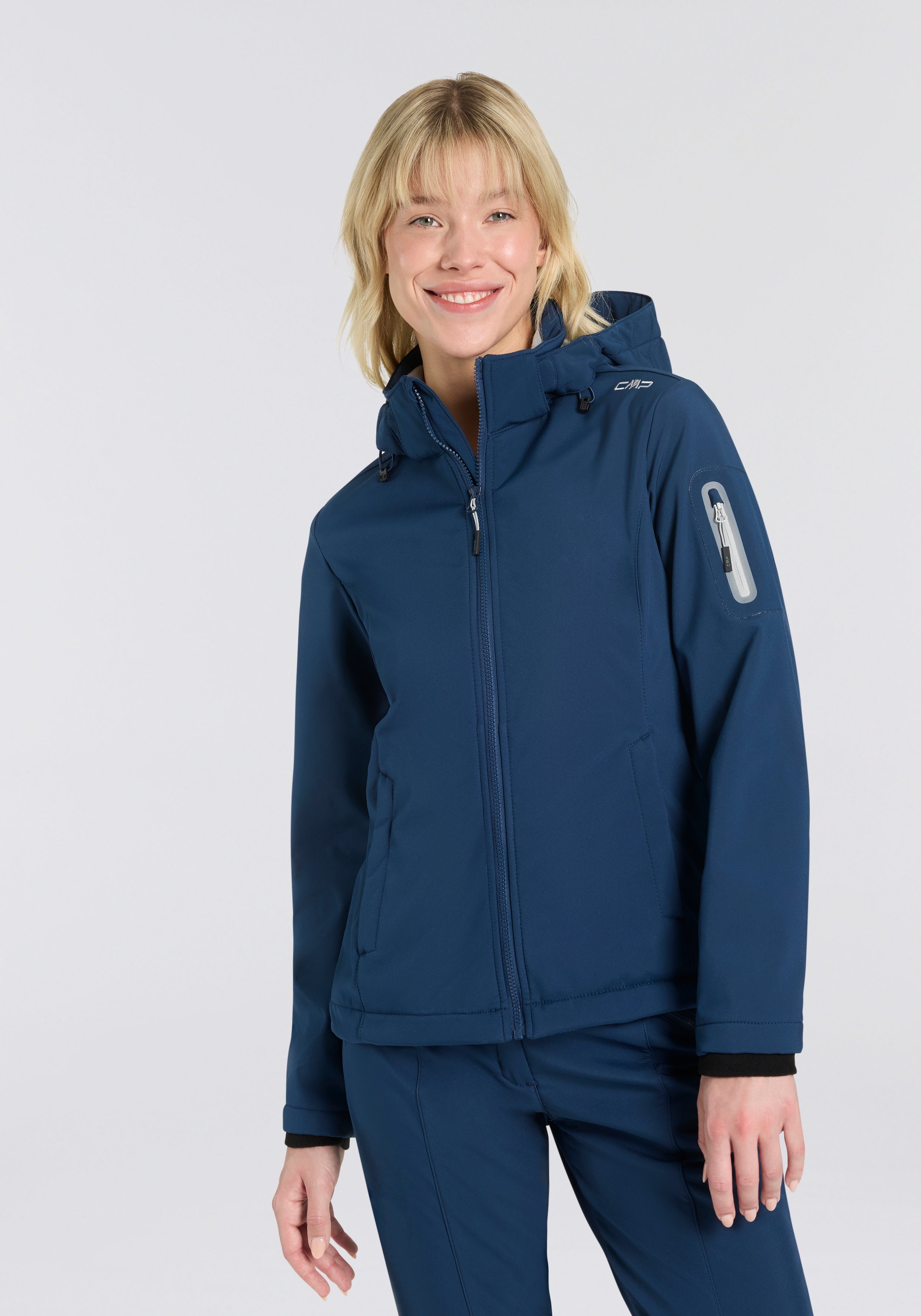 Cmp Softshelljacke "Woman Jacket Zip Hood" Mit Kapuze Sportlicher Stil, Wärmend, Wind- Und Wasserabweisend, Übergangsjacke