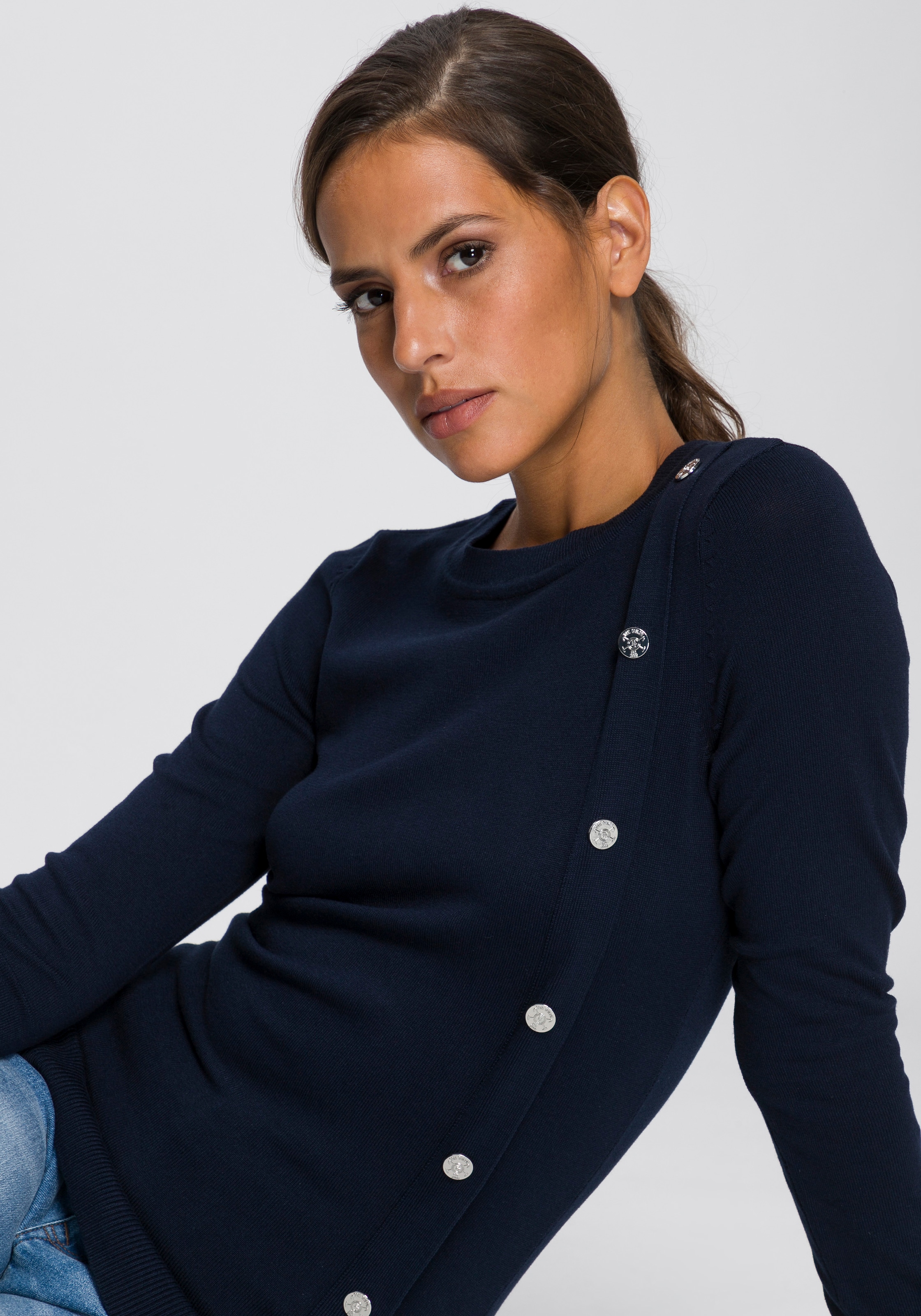 TOM TAILOR Polo Team Rundhalspullover, mit maritimer Zier-Knopfleiste auf dem Vorderteil kaufen