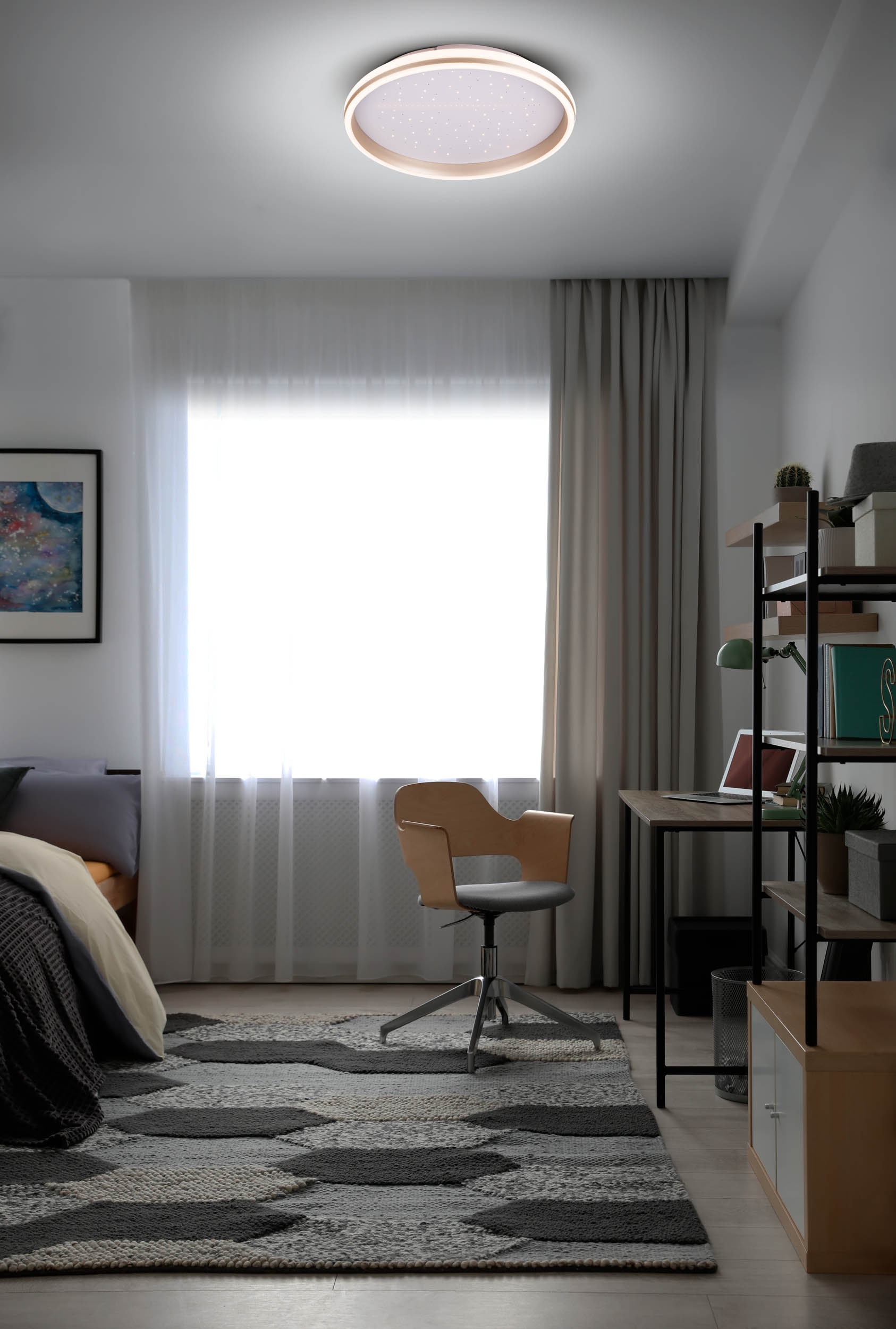 LIGHT & MORE LED Deckenleuchte »Meteor« LED-Modul 1 Stk. warmweiß - kaltweiß Dimmbar per Fernbedienung, CCT, Memory, Nachlicht, Timer, Sterneffekt