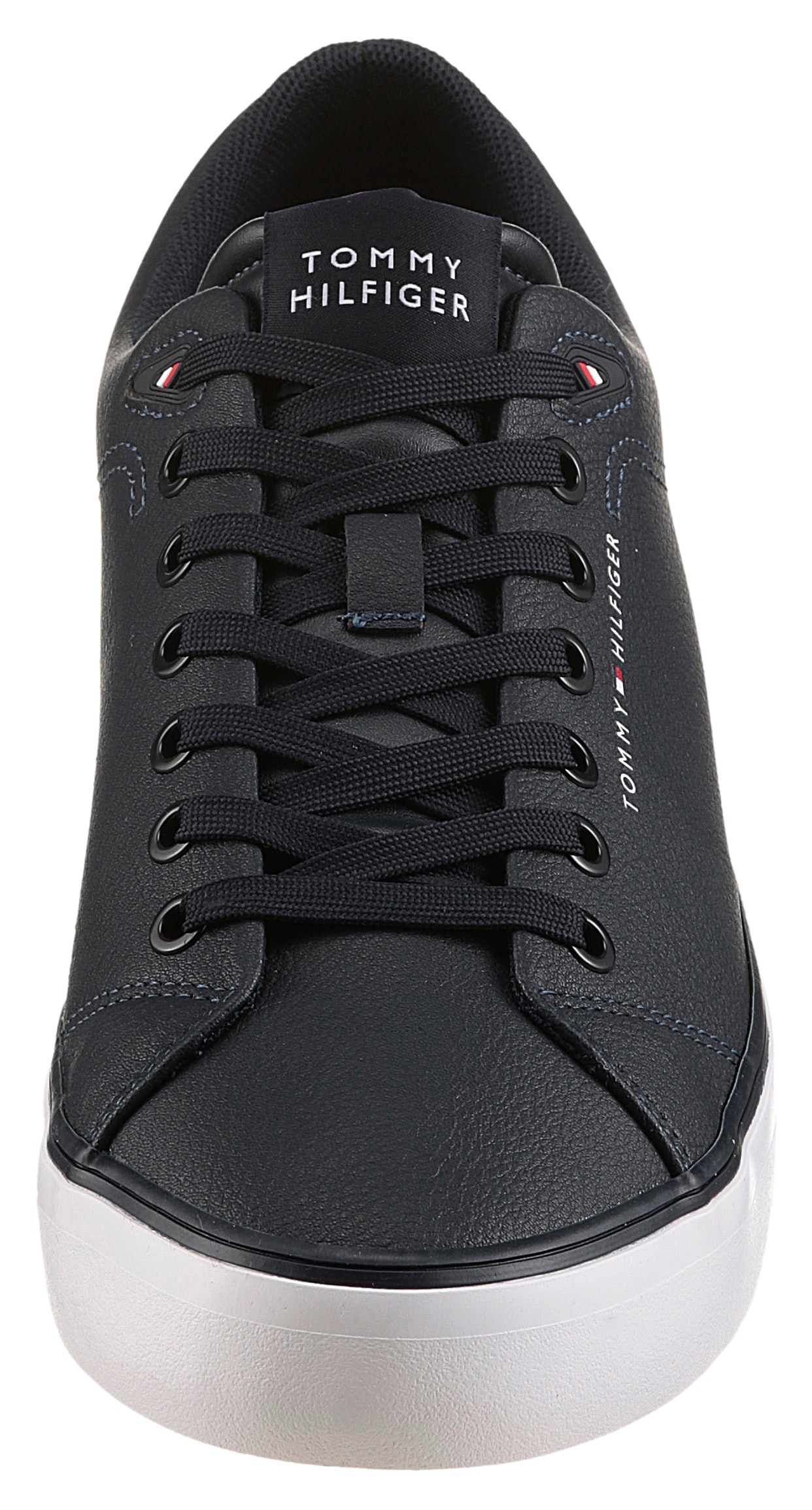 Tommy Hilfiger Sneaker »TH HI VULC CORE LOW LTH II ESS«, Freizeitschuh, Halbschuh, Schnürer in schmaler Form
