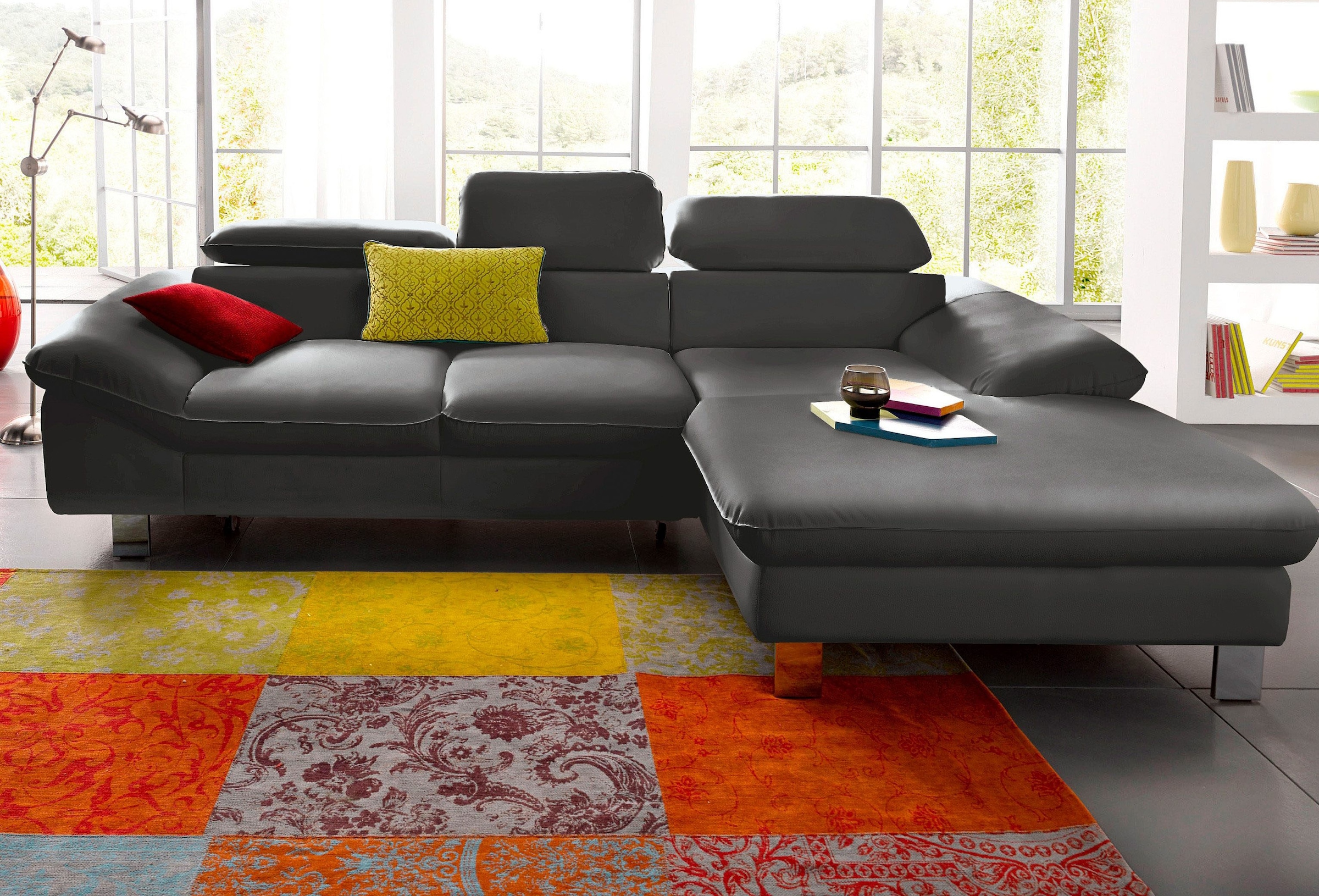 COTTA Ecksofa "Driver L-Form, B:268 cm, moderne Couch mit Wellenunterfederung" Kopfteilverstellung, optional Schlaffunktion & Bettkasten