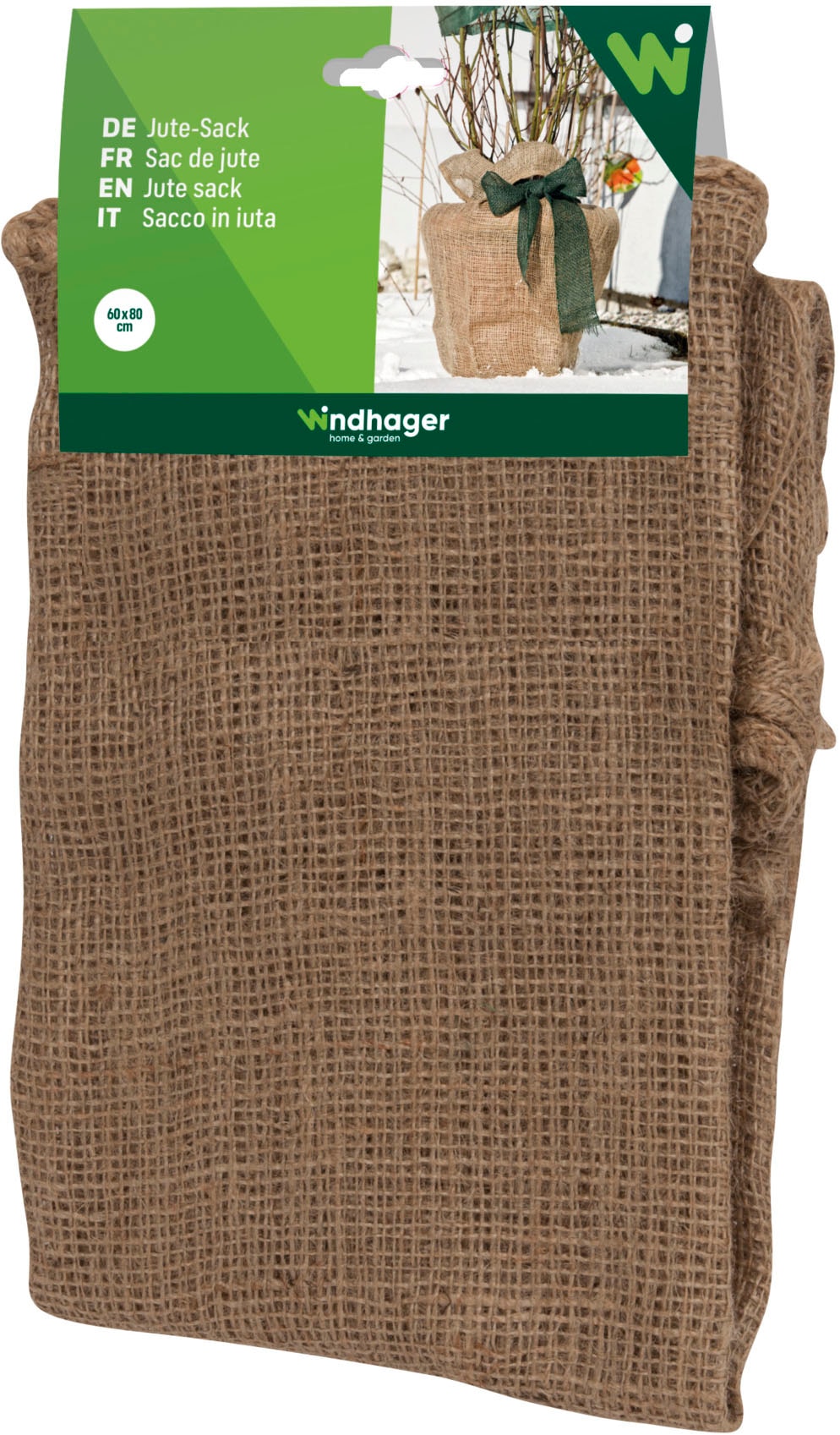 Windhager Winterschutzvlies "Jute-Sack dekorativer Topfschutz für Pflanzen" 1 Stk. tlg. inklusive Befestigungsband, erhältlich in unterschiedlichen Größen