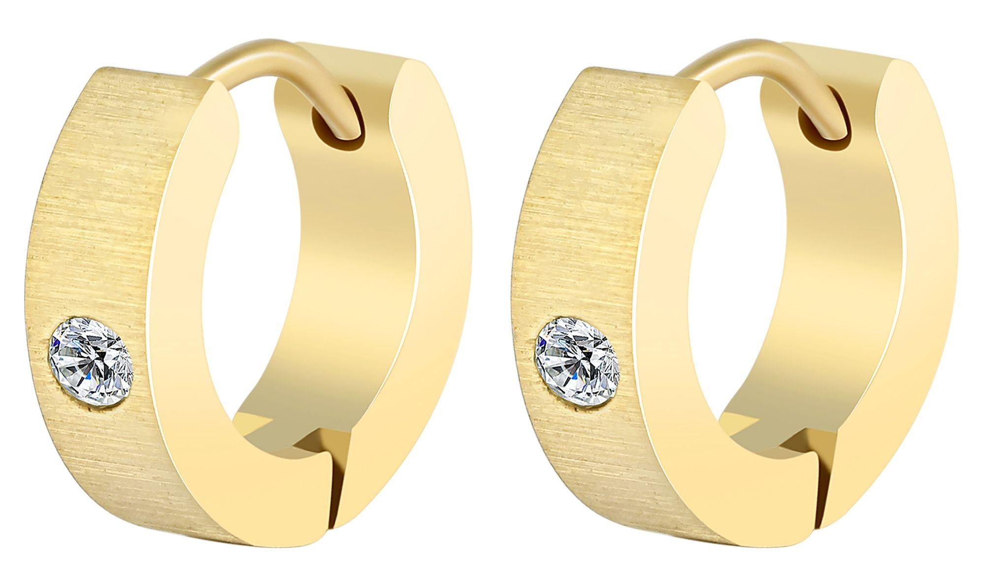 Adelia´s Paar Creolen »Damen Ohrringe – Creole aus Edelstahl mit Strass Steinchen« Ideal als Geschenk – dezent und elegant