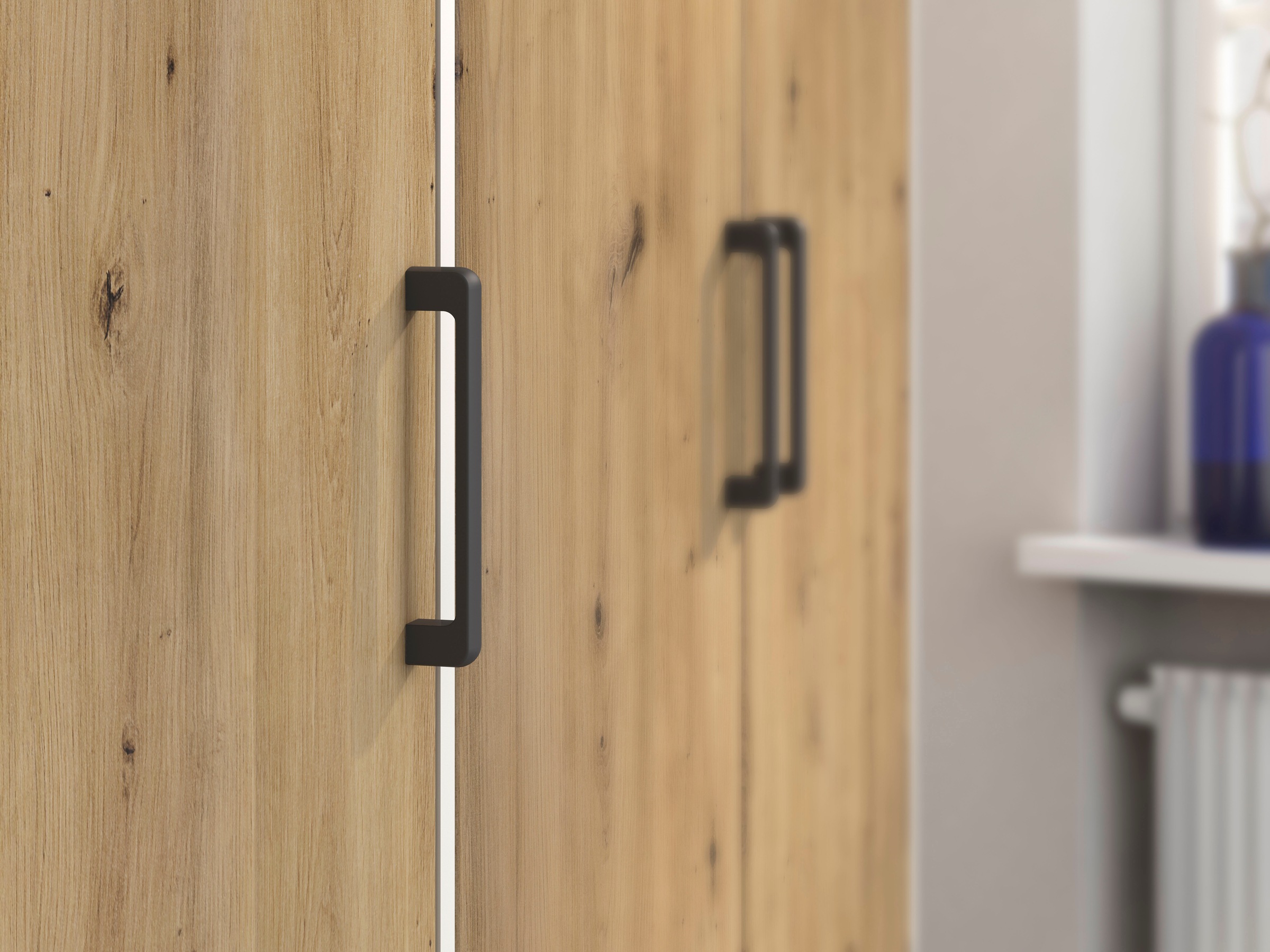rauch Drehtürenschrank »Kleiderschrank Schrank Garderobe Wäscheschrank VOYAGER«, (in 3 verschiedenen Ausstattungen BASIC/CLASSIC/PREMIUM), mit modernen Griffen in Graumetallic und Spiegel