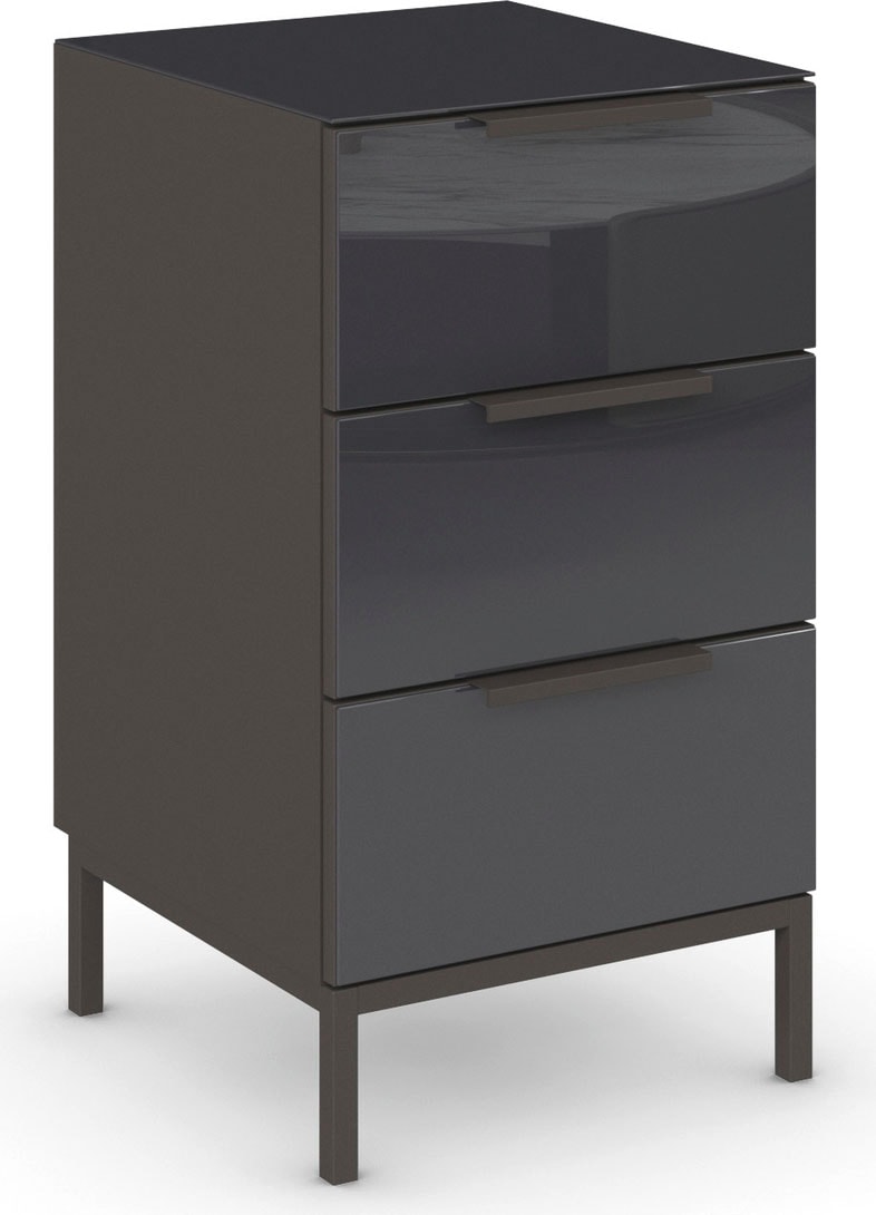 rauch Nachtkommode "Nachttisch Nachtschrank Nachtkonsole FLIPP mit Glasfront" Breite 40 cm, mit 3 Schubladen und Soft-Close-Funktion, Oberboden und Front Glas