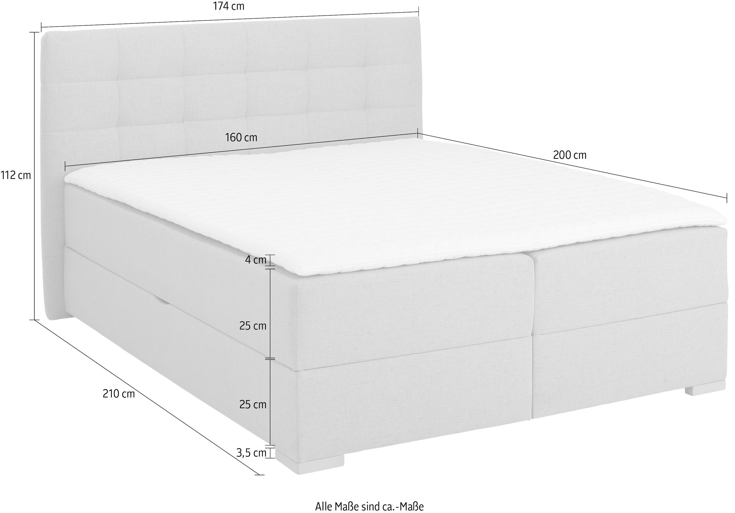 Home affaire Boxbett »Olivet«, in 4 Farben, 4 Breiten, 2 Matratzenarten, auch in Überlänge 220 cm