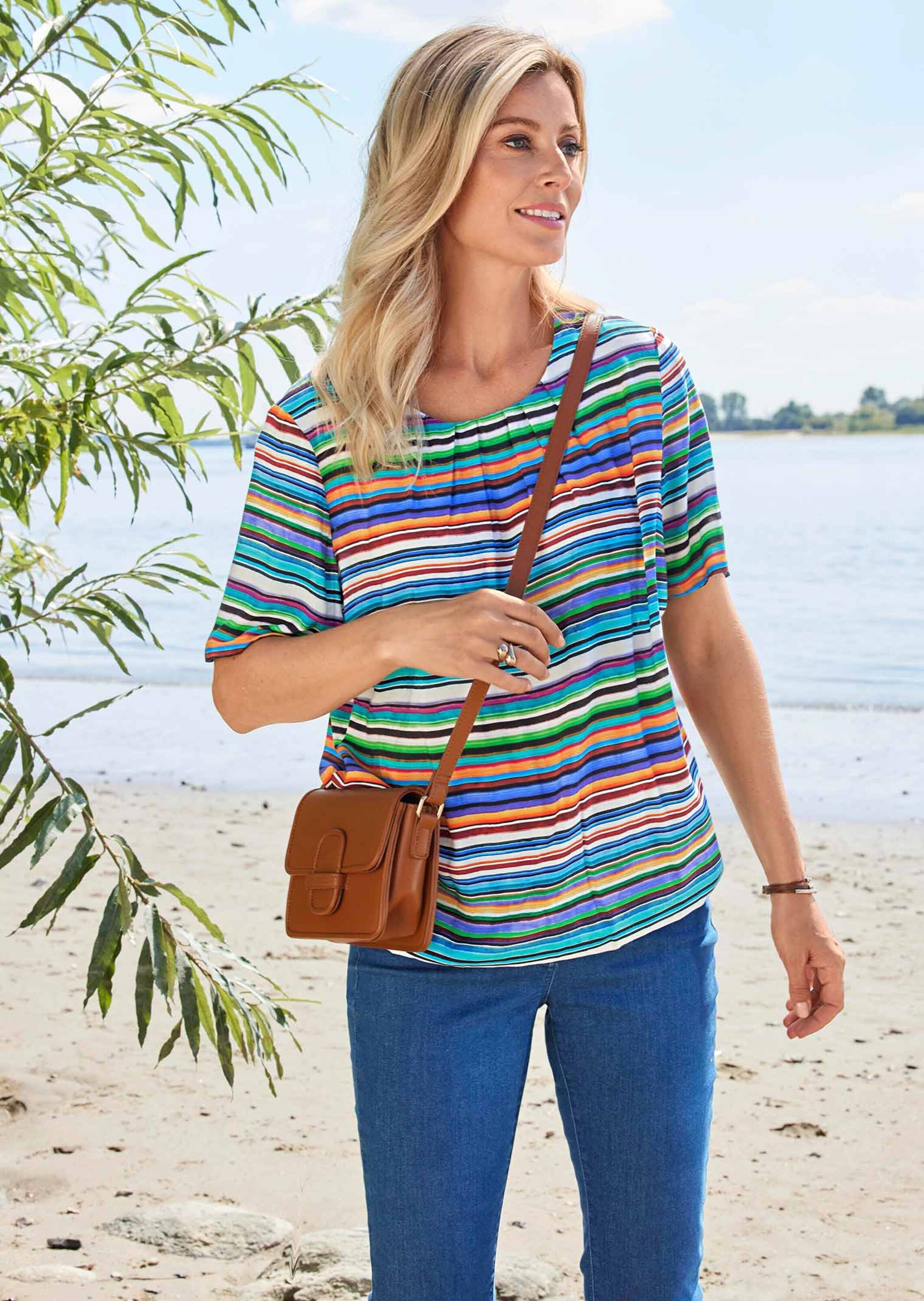 Thumbnail - GOLDNER Druckbluse "Kurzgröße Druckbluse mit liebevollen Details" Ohne