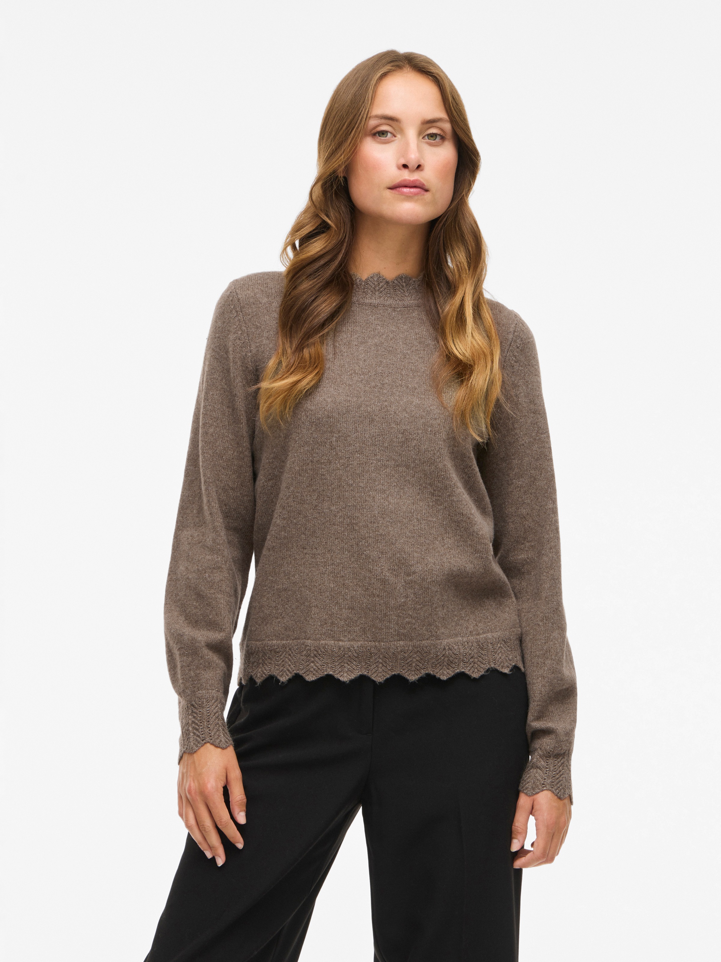 Vila Strickpullover "VINIKOLINA O-NECK L/S KNIT TOP - NOOS" Materialmix, re günstig online kaufen