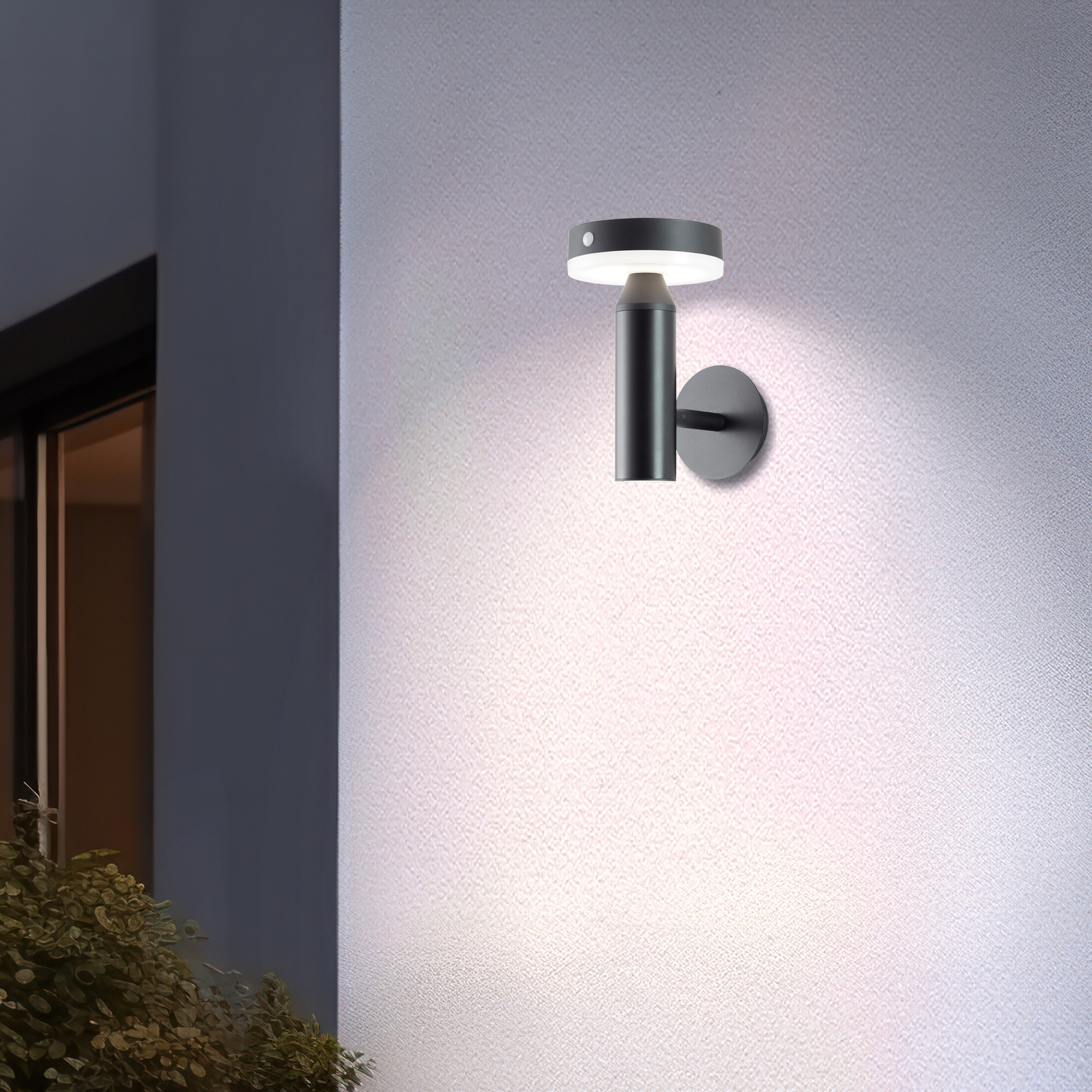 Brilliant LED Außen-Wandleuchte »Magua«, 1 flammig, LED Außenwandlampe mit Solar, 20 cm, 350 lm, 4000 K, Metall, schwarz