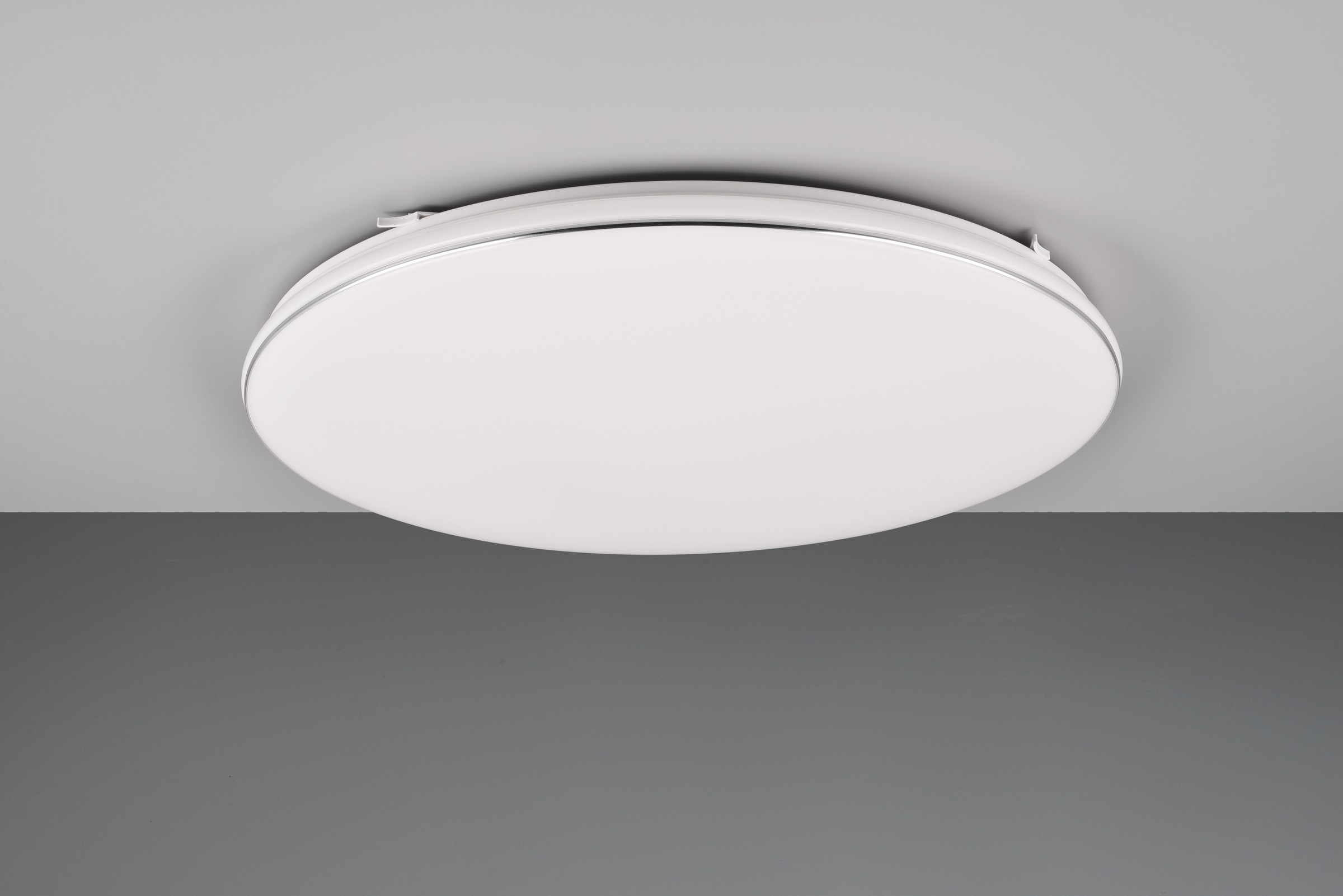 REALITY Leuchten LED Deckenleuchte »BLANCA, elegant schlichte weiße LED Deckenlampe mit Ø 53cm, warmweiß«, 1 flammig, Leuchtmittel LED-Board | LED fest integriert, 3-Stufen dimmbar über Wandschalter, Deckenlampe für Büro Flur Treppe