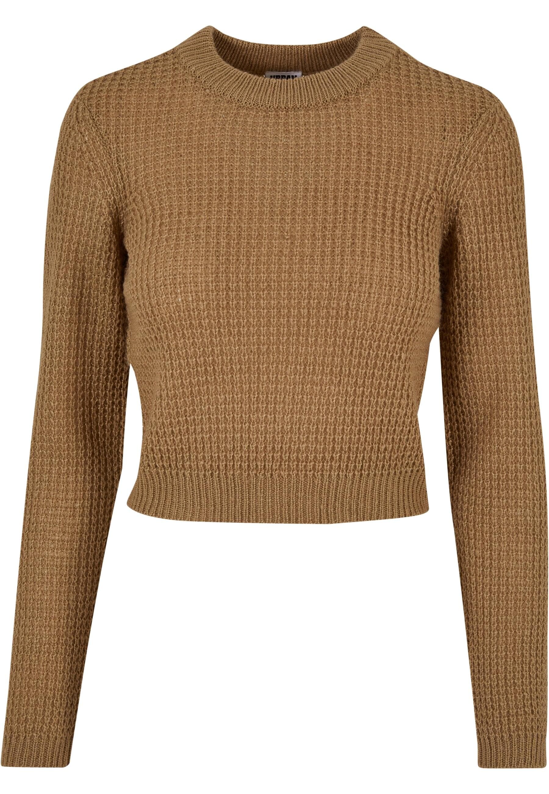 URBAN CLASSICS Rundhalspullover "Urban Classics Damen Ladies Short Waffle Sweater"