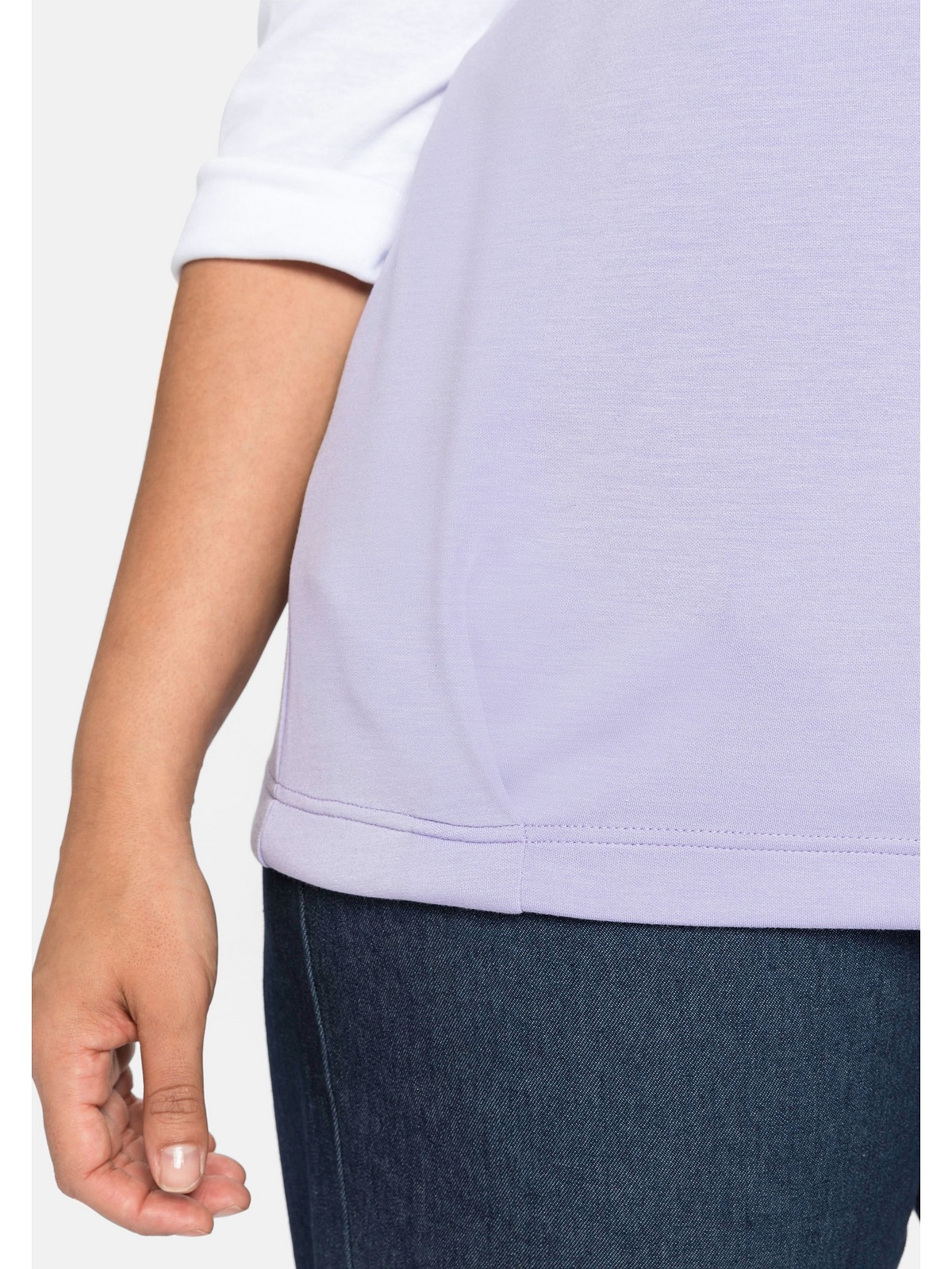 Sheego Rundhalsshirt »Große Größen«, in Pullunder-Optik, mit Frondruck für  bestellen | BAUR
