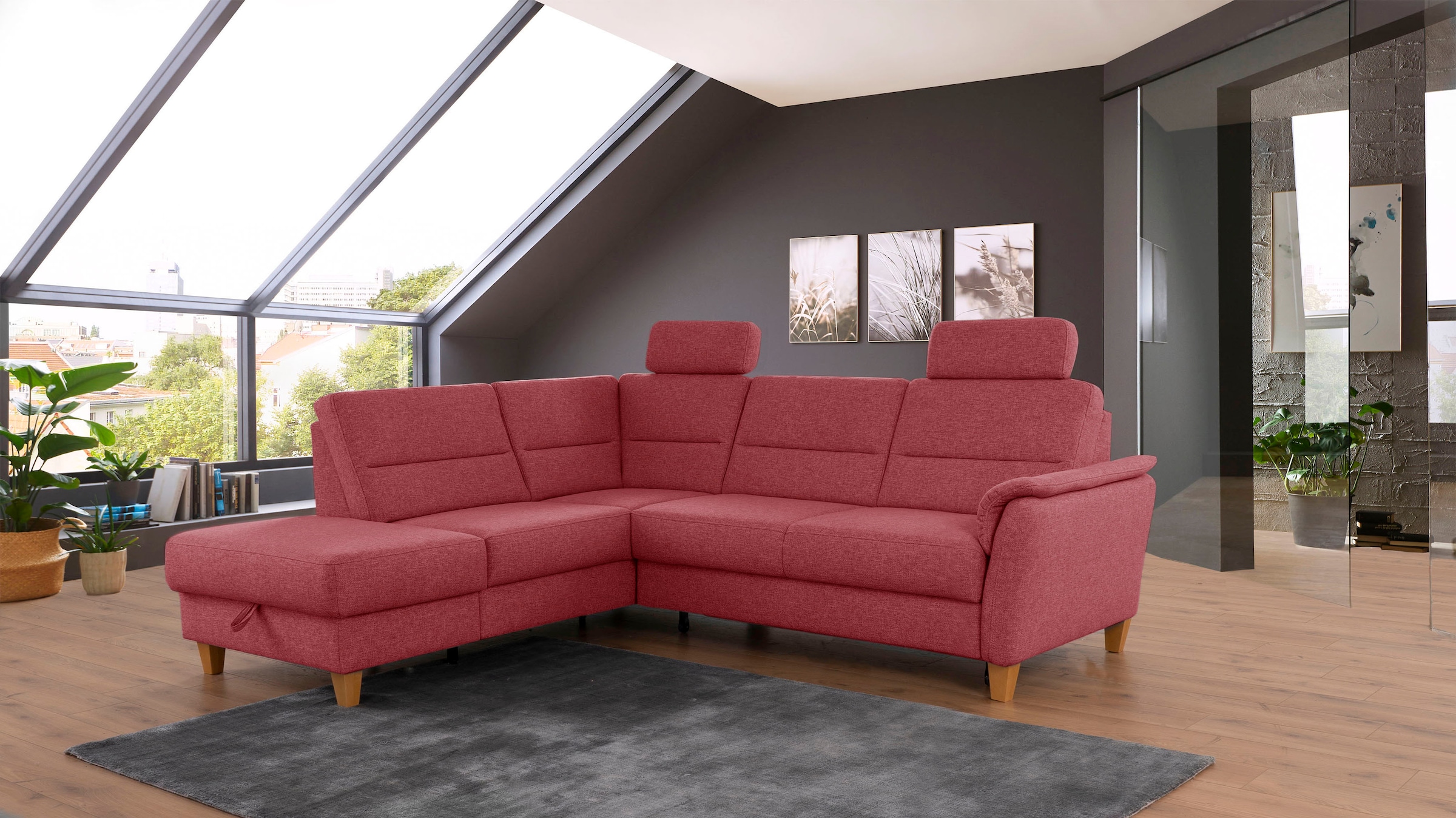 Home affaire Ecksofa "Palmera L-Form, B: 236 cm" optional Bettfunktion & Be günstig online kaufen