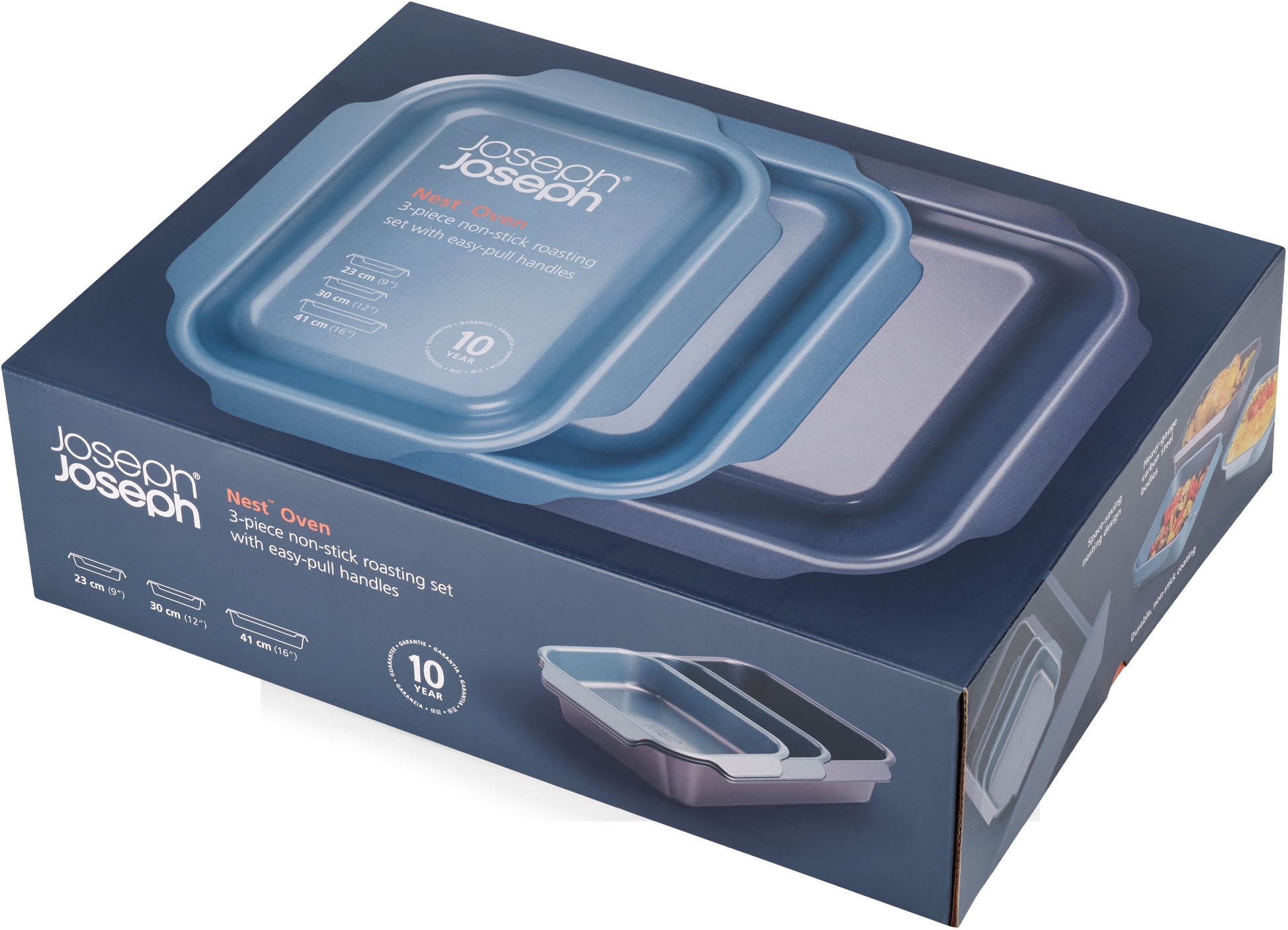Joseph Joseph Ofenschale »Nest Oven Set, 3 stapelbare antihaftbeschichtete Bratbleche« Carbonstahl Set, 3 Stk. tlg. Stapelbar
