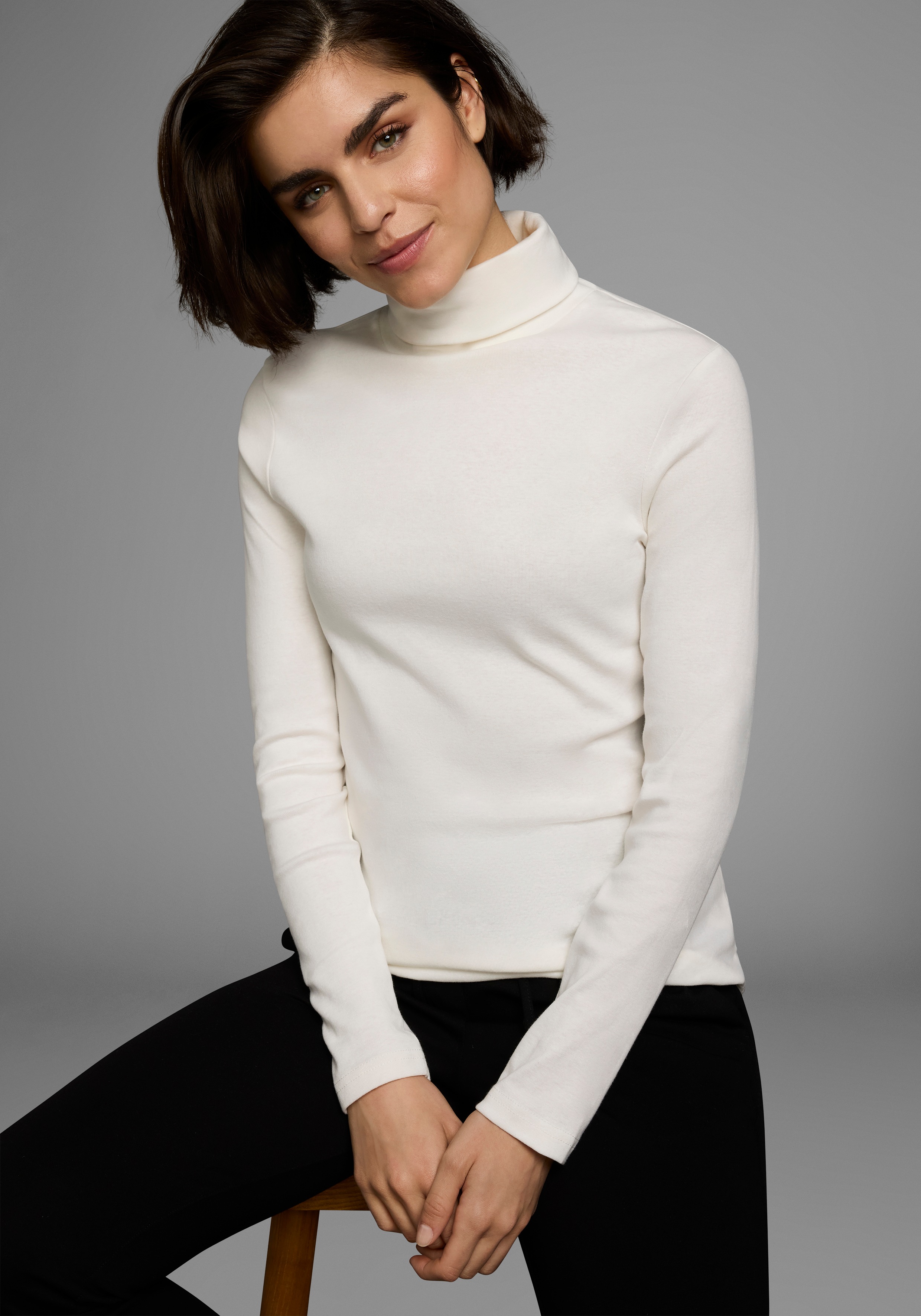 Thumbnail - Flashlights Rollkragenshirt, Langarm, sehr figurbetont, aus Feinrippstoff, aus 100% Baumwolle