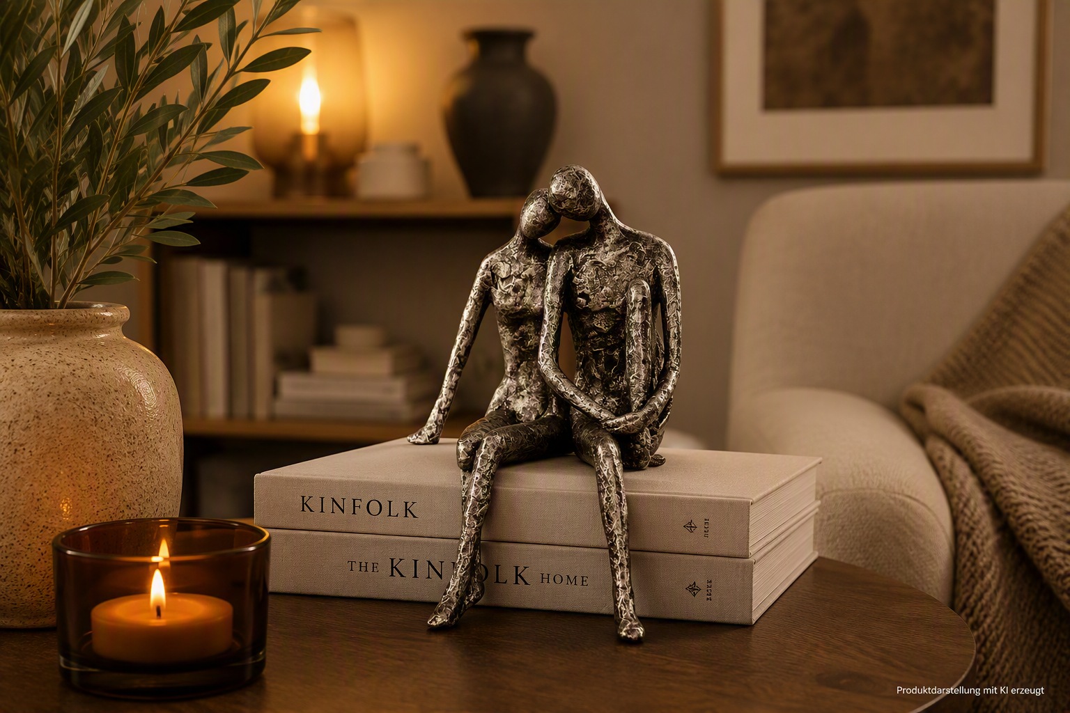 Casablanca by Gilde Dekofigur »Skulptur Couple« Silberfarbenes Paar mit Antikfinish, Wohnzimmer