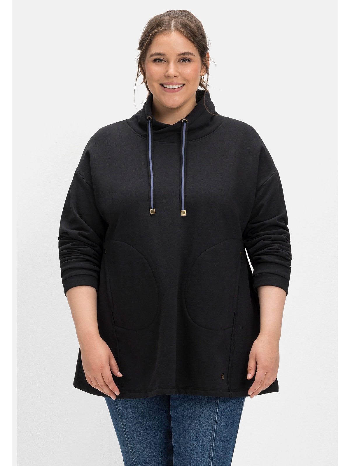 Sweatshirt »Große Größen«, in A-Linie, mit Taschen und Kragen